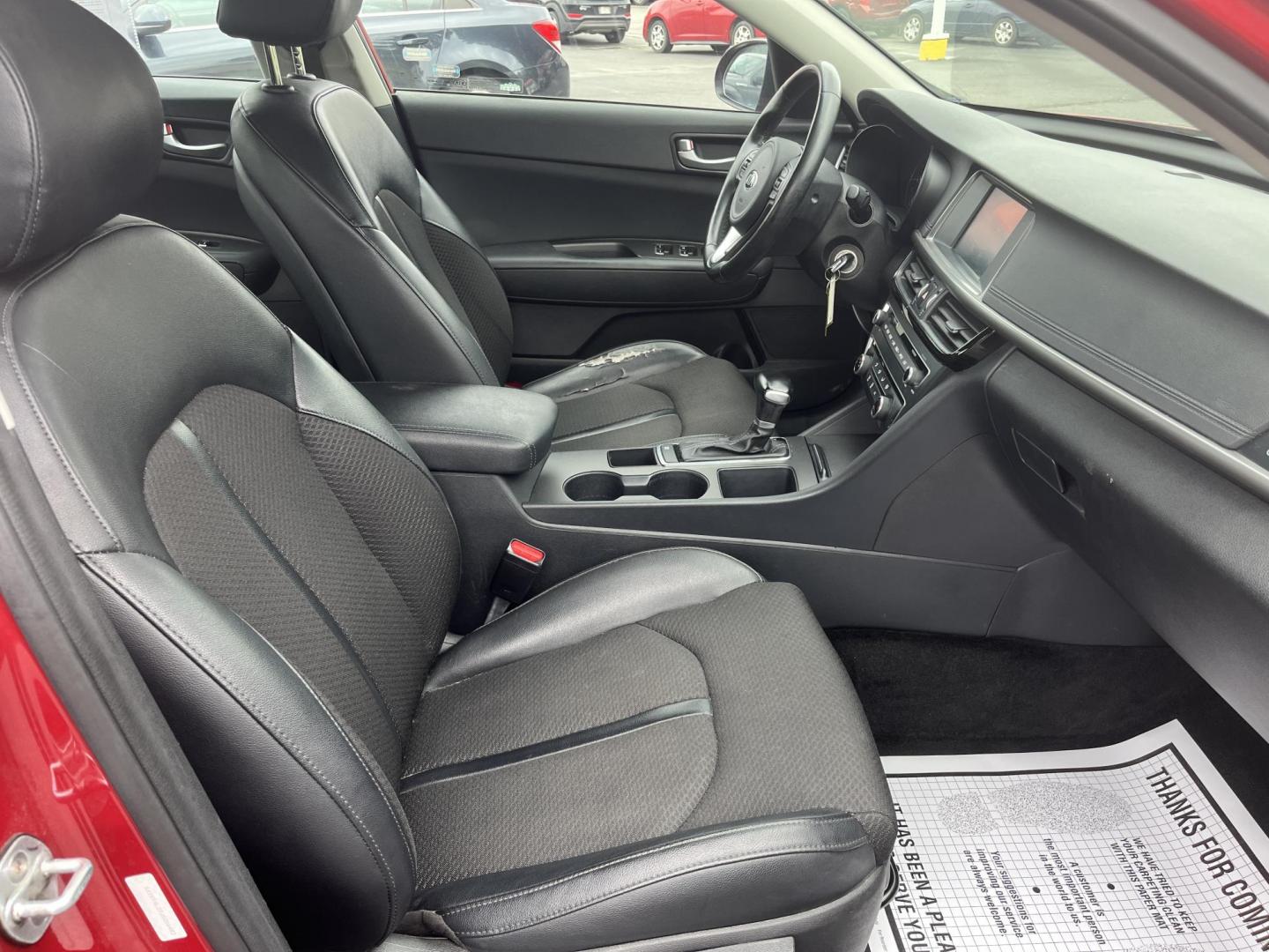 2018 Red /Black Kia Optima S (5XXGT4L37JG) with an 2.4L I4 DOHC 16V engine, 6 Speed Automatic transmission, located at 547 E. Main St., Orwell, OH, 44076, (440) 437-5893, 41.535435, -80.847855 - FRESH TRADE ALERT ---- This 2018 Kia Optima S is fuel efficient sedan with plenty of nice features. Powered by a 2.4 GDI engine and a 6 speed automatic transmission it's fuel efficient will not disappoint achieving a rating of 28 MPG combined and 34 MPG highway. On the exterior you get LED fog light - Photo#24