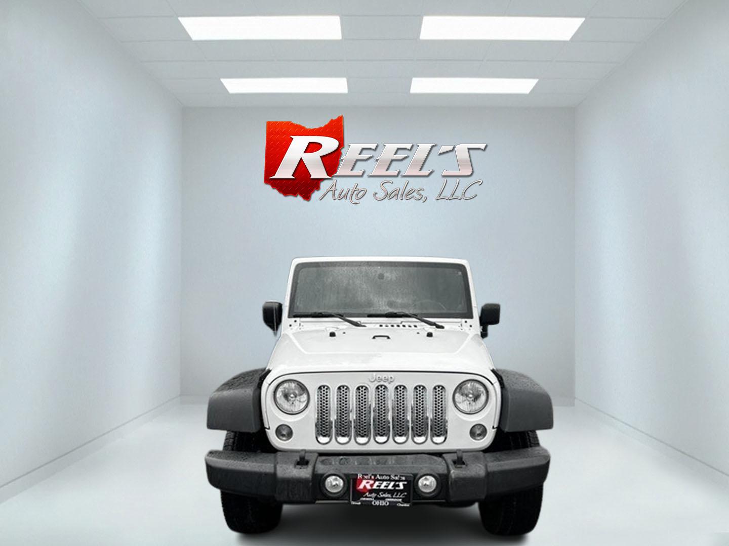 2014 White /Black Jeep Wrangler Unlimited Sport 4WD (1C4BJWDG3EL) with an 3.6L V6 DOHC 24V engine, 5 Speed Auto transmission, located at 547 E. Main St., Orwell, OH, 44076, (440) 437-5893, 41.535435, -80.847855 - Photo#1
