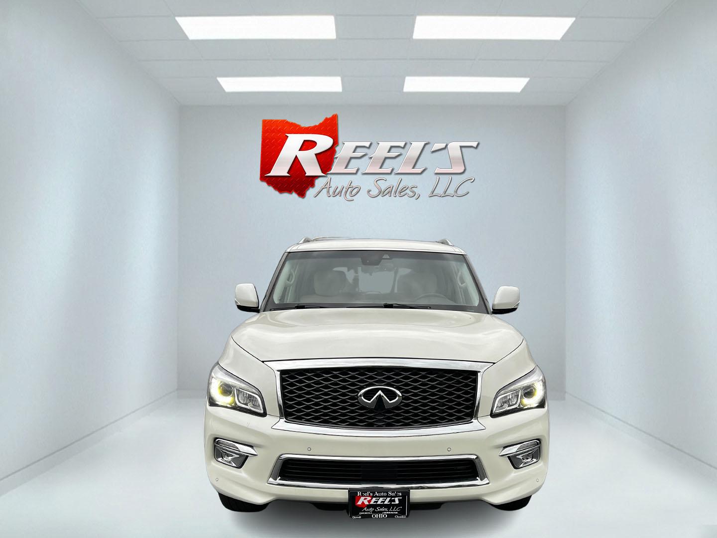 2017 White /Tan Infiniti QX80 Base 4WD (JN8AZ2NE3H9) with an 5.6L V8 DOHC 32V engine, 7A transmission, located at 11115 Chardon Rd. , Chardon, OH, 44024, (440) 214-9705, 41.580246, -81.241943 - Photo#1