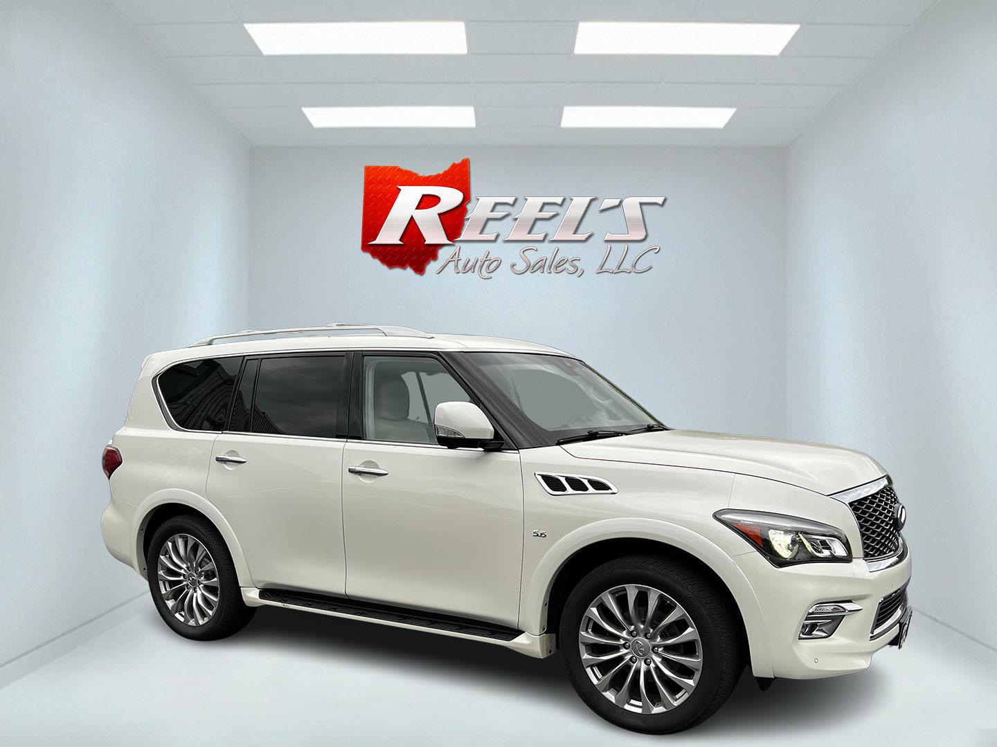 2017 White /Tan Infiniti QX80 Base 4WD (JN8AZ2NE3H9) with an 5.6L V8 DOHC 32V engine, 7A transmission, located at 11115 Chardon Rd. , Chardon, OH, 44024, (440) 214-9705, 41.580246, -81.241943 - Photo#3