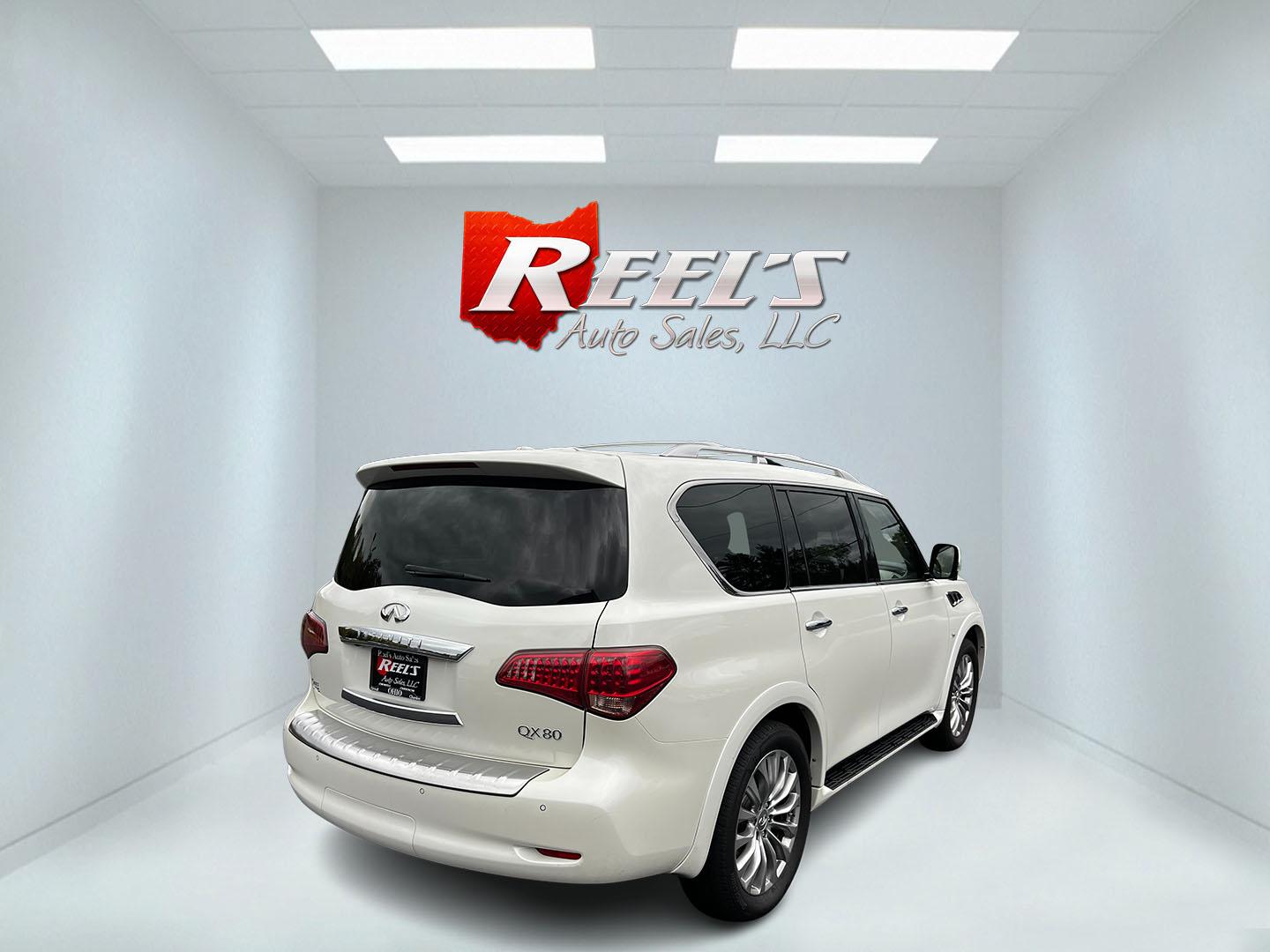2017 White /Tan Infiniti QX80 Base 4WD (JN8AZ2NE3H9) with an 5.6L V8 DOHC 32V engine, 7A transmission, located at 11115 Chardon Rd. , Chardon, OH, 44024, (440) 214-9705, 41.580246, -81.241943 - Photo#5