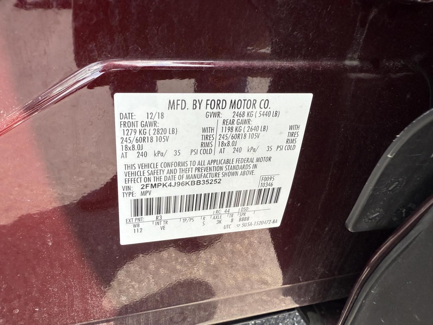 2019 Burgundy /Black Ford Edge SEL AWD (2FMPK4J96KB) with an 2.0L I4 DOHC 16V Turbo engine, 8-Speed Automatic transmission, located at 11115 Chardon Rd. , Chardon, OH, 44024, (440) 214-9705, 41.580246, -81.241943 - FRESH TRADE ALET ----- 2019 Ford Edge SEL AWD is a sophisticated midsize SUV combining performance, technology, and comfort. It features a 2.0-liter turbocharged I4 EcoBoost engine with a 8-speed automatic transmission, providing a balanced driving experience with efficiency and power. The interior - Photo#19
