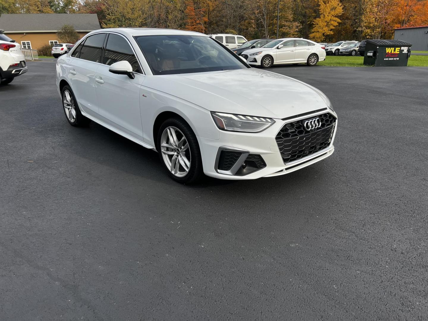 2021 White /Brown Audi A4 Premium Plus quattro (WAUEAAF4XMA) with an 2.0L I4 DOHC 16V TURBO engine, 7A transmission, located at 547 E. Main St., Orwell, OH, 44076, (440) 437-5893, 41.535435, -80.847855 - This One Owner 2021 Audi A4 Premium Plus S Line is equipped with a robust 2.0 I4 turbocharged engine and a 7-speed dual-clutch automatic transmission, allowing it to accelerate from 0 to 60 mph in 5.2 seconds, while achieving an impressive 31 MPG on the highway. This model is designed with advanced - Photo#1