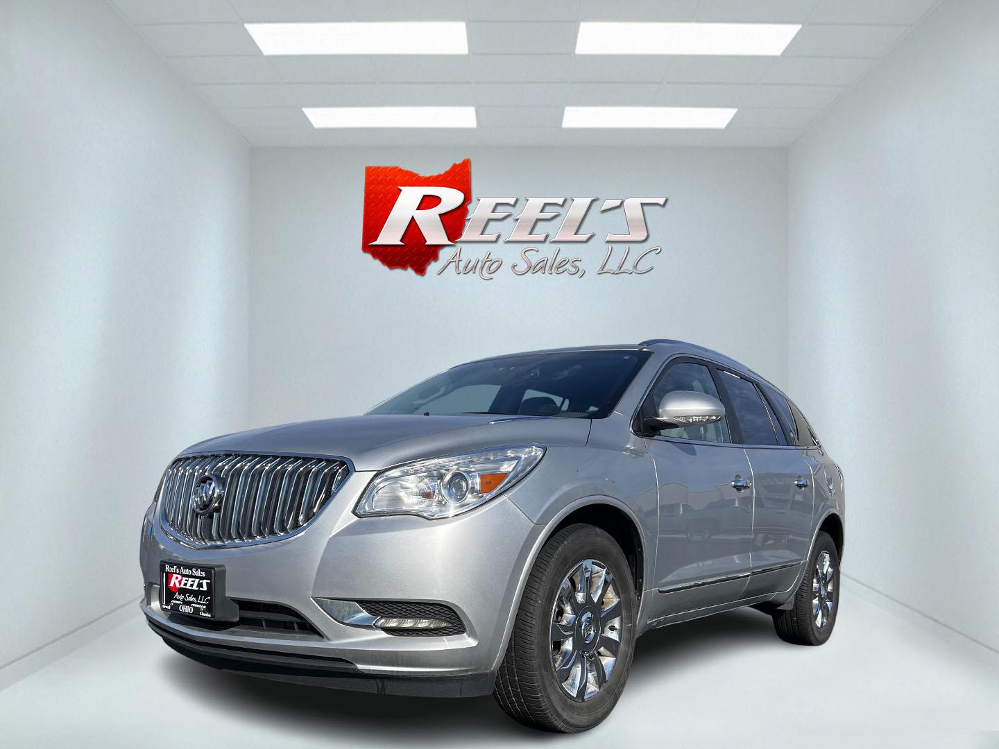 2017 Silver /Grey Buick Enclave Leather AWD (5GAKVBKD5HJ) with an 3.6L V6 DOHC 24V engine, 6A transmission, located at 11115 Chardon Rd. , Chardon, OH, 44024, (440) 214-9705, 41.580246, -81.241943 - This 2017 Buick Enclave Leather AWD is a mid-size luxury SUV equipped with a robust 3.6-liter V6 engine and a 6-speed automatic transmission, providing a smooth and capable driving experience. The plush interior features leather upholstery, with 2nd-row captain's seats for added comfort and convenie - Photo#0