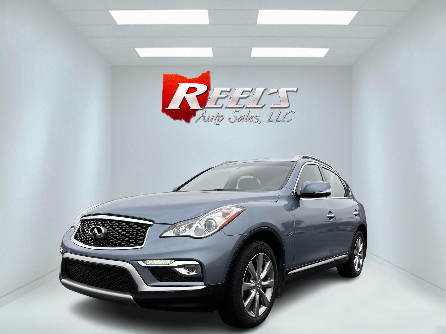 2017 Blue /Tan Infiniti QX50 Base AWD (JN1BJ0RRXHM) with an 3.7L V6 DOHC 24V engine, 7A transmission, located at 11115 Chardon Rd. , Chardon, OH, 44024, (440) 214-9705, 41.580246, -81.241943 - This 2017 Infiniti QX50 AWD offers a potent blend of luxury and performance with its 3.7-liter V6 engine delivering 325 horsepower, paired with a 7-speed automatic transmission. Known for brisk acceleration, this model can go from 0 to 60 mph in approximately 5.6 seconds. This vehicle comes equipped - Photo#0