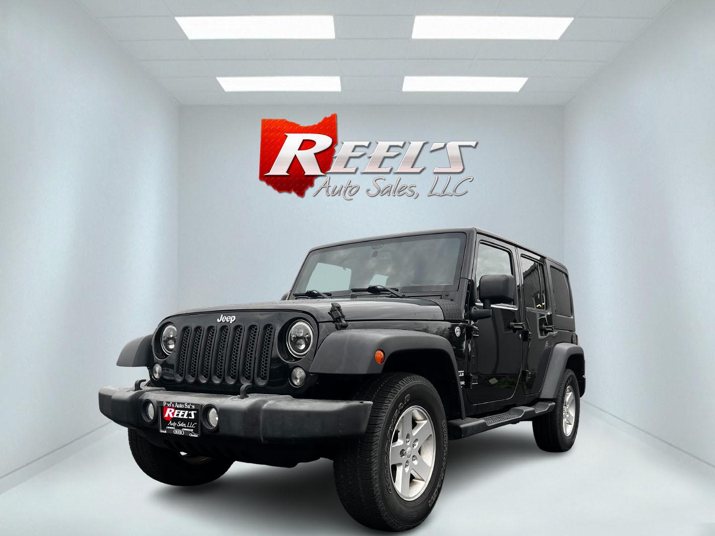 2015 Black /Black Jeep Wrangler Unlimited Sport 4WD (1C4BJWDG6FL) with an 3.6L V6 DOHC 24V FFV engine, located at 11115 Chardon Rd. , Chardon, OH, 44024, (440) 214-9705, 41.580246, -81.241943 - Photo#0