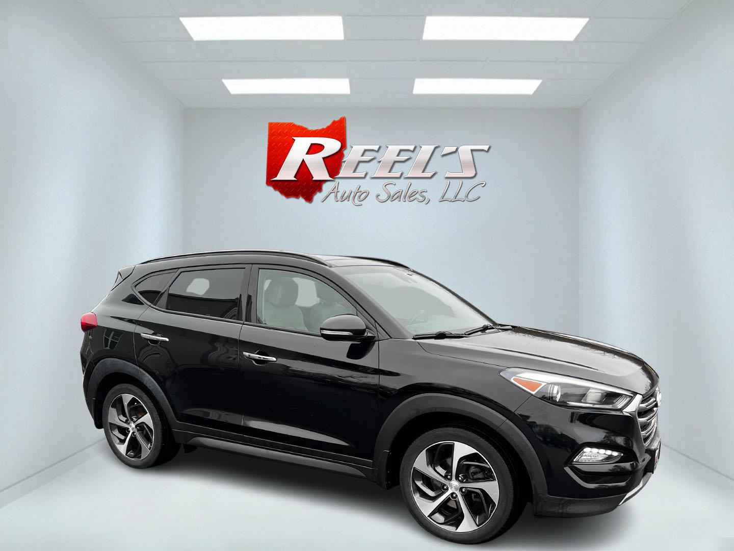 2016 Black /Black Hyundai Tucson Limited Ultimate AWD (KM8J3CA23GU) with an 1.6L I4 DOHC 16V TURBO engine, 7A transmission, located at 547 E. Main St., Orwell, OH, 44076, (440) 437-5893, 41.535435, -80.847855 - This One Owner 2016 Hyundai Tucson Limited Ultimate AWD is a compact SUV offering a blend of performance, luxury, and advanced technology. It features a 1.6-liter turbocharged I4 engine coupled with a 7-speed dual-clutch automatic transmission, providing a spirited driving experience. The interior b - Photo#3