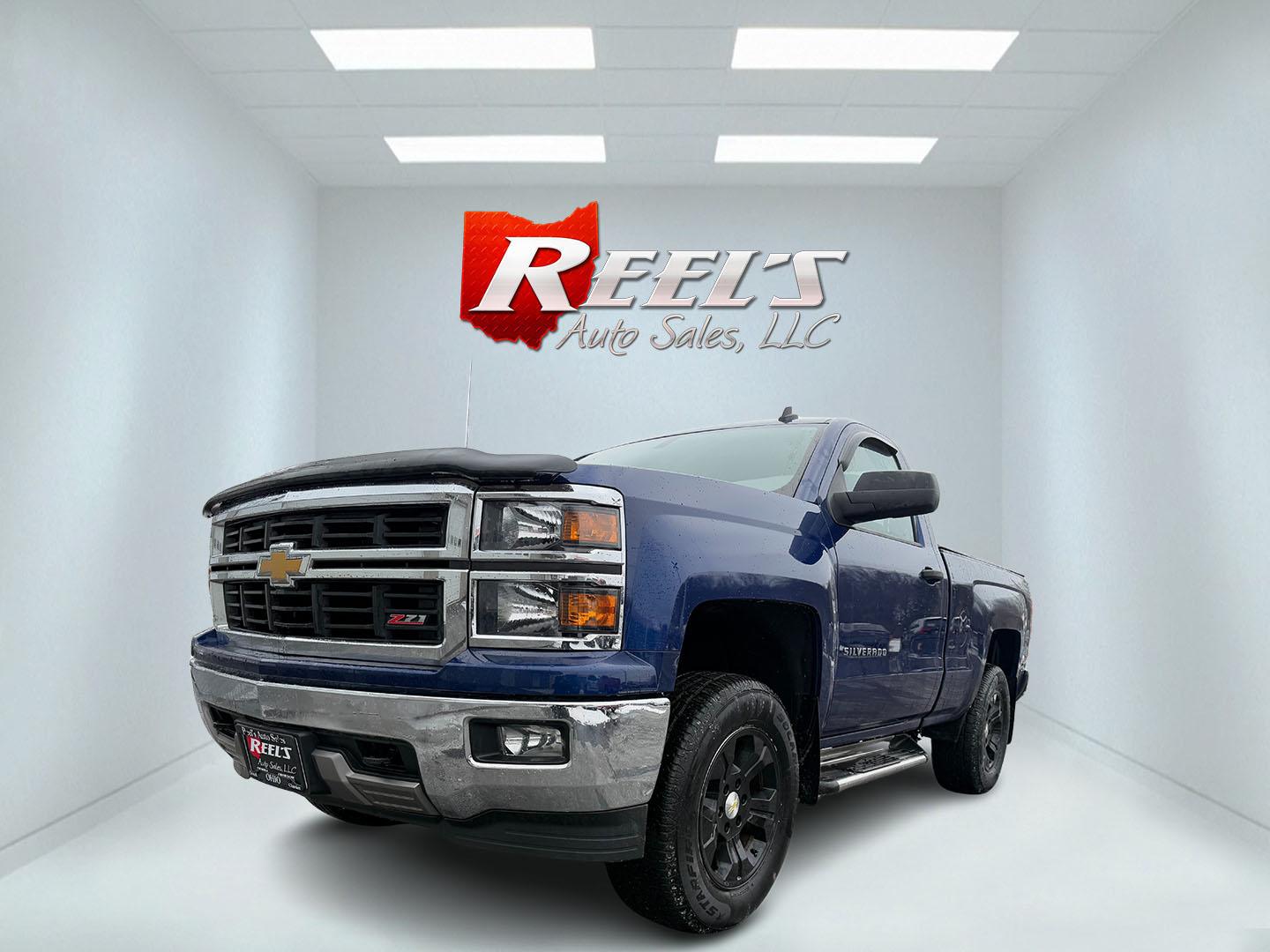 2014 Blue /Black Chevrolet Silverado 1500 LT Z71 Regular Cab Short Bed 4WD (1GCNKREH3EZ) with an 4.3L V6 OHV 12V FFV engine, 6-Speed Automatic transmission, located at 547 E. Main St., Orwell, OH, 44076, (440) 437-5893, 41.535435, -80.847855 - This 2014 Chevrolet Silverado 1500 Regular Cab Short Bed LT Z71 4WD is a capable and efficient pickup truck, powered by a 4.3L Vortec V6 engine mated to a 6-speed automatic transmission. It offers a solid towing capacity of 7,200 pounds, making it suitable for hauling and work duties while still del - Photo#0