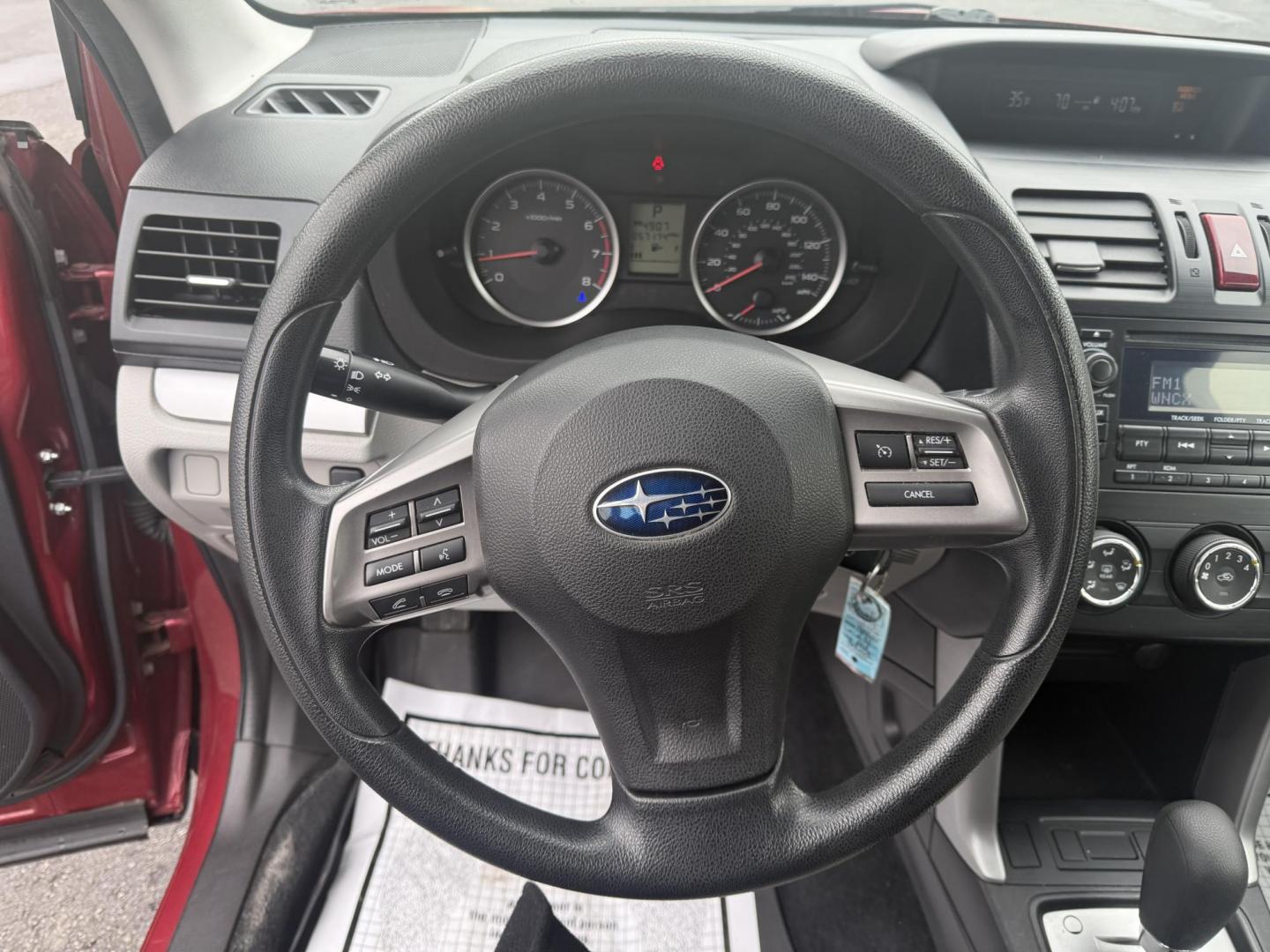 2014 Red /Gray Subaru Forester 2.5i (JF2SJAAC6EH) with an 2.5L H4 DOHC 16V engine, Automatic transmission, located at 11115 Chardon Rd. , Chardon, OH, 44024, (440) 214-9705, 41.580246, -81.241943 - Photo#14