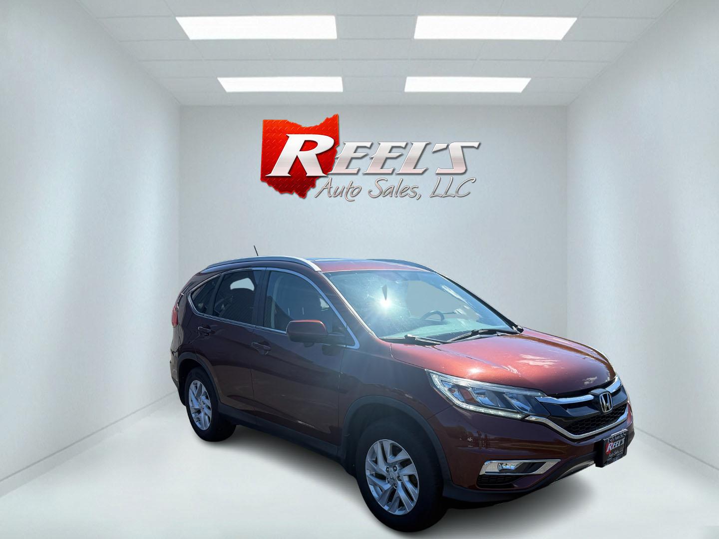 2015 Red /Black Honda CR-V EX-L 4WD (2HKRM4H73FH) with an 2.4L I4 DOHC 16V engine, Automatic transmission, located at 11115 Chardon Rd. , Chardon, OH, 44024, (440) 214-9705, 41.580246, -81.241943 - This One Owner 2015 Honda CR-V EX-L AWD has luxury, reliability and, fuel efficiency. Powered by Honda's incredible 2.4 I4 Engine and CVT (Continuously Variable Transmission) it achieves up to 32 MPG Highway while still have all weather capability due to it's all wheel drive system. With a leather i - Photo#1