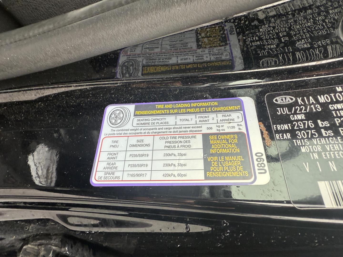 2014 Black /Black Kia Sorento SX V6 AWD (5XYKWDA78EG) with an 3.3L V6 DOHC 24V engine, 6-Speed Automatic transmission, located at 547 E. Main St., Orwell, OH, 44076, (440) 437-5893, 41.535435, -80.847855 - This 2014 Kia Sorento is a fully loaded family hauler. Equipped with Kia's 3.3 GDI V6 and a tried and true 6 speed automatic transmission it can haul 7 people and tow up to 3,500 pounds. On the inside you will find a luxurious leather interior, heated and cooled front seats, a 10 speaker Infinity su - Photo#21