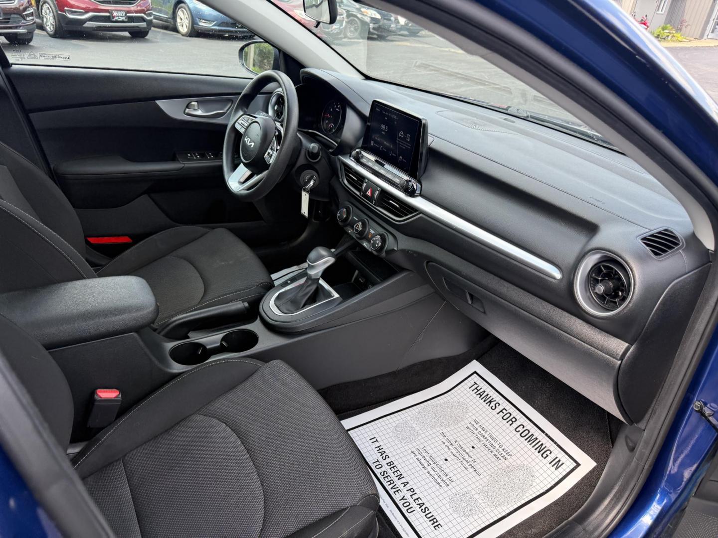 2023 Blue /Black Kia Forte LXS (3KPF24ADXPE) with an 2.0L I4 DOHC 16V engine, Automatic transmission, located at 11115 Chardon Rd. , Chardon, OH, 44024, (440) 214-9705, 41.580246, -81.241943 - This 2023 Kia Forte LXS is a fuel efficient and technologically advanced compact sedan. Powered by a 2.0 I4 GDI engine this Kia is capable of achieving up to 39 MPG highway. On the safety side you get forward collision warning W/ automatic emergency braking, lane keep assist, driver attention alert - Photo#28