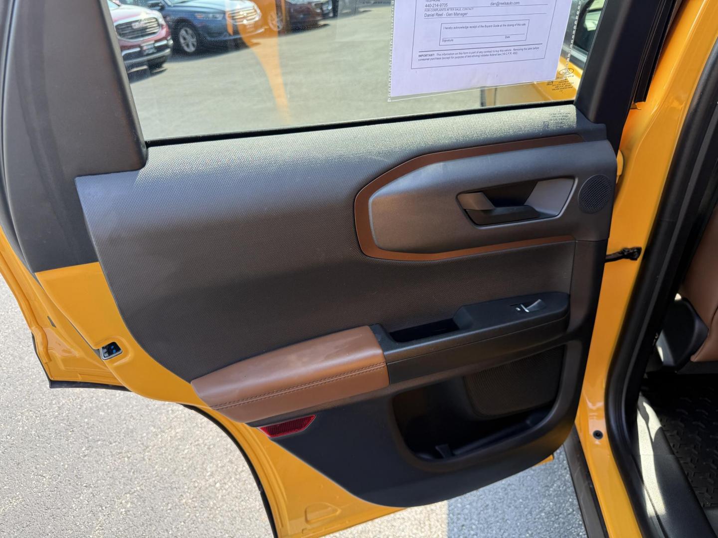 2022 Yellow /Brown Ford Bronco Sport Badlands (3FMCR9D96NR) with an 2.0L I4 DOHC 16V Turbo engine, 8A transmission, located at 11115 Chardon Rd. , Chardon, OH, 44024, (440) 214-9705, 41.580246, -81.241943 - Photo#32