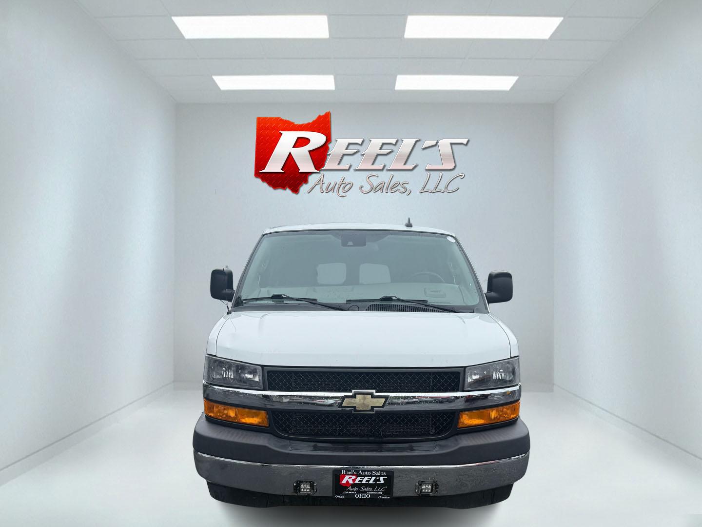 2020 White /Gray Chevrolet Express LT 3500 Extended (1GAZGPFG9L1) with an 6.0L V8 OHV 16V FFV engine, 6A transmission, located at 547 E. Main St., Orwell, OH, 44076, (440) 437-5893, 41.535435, -80.847855 - Photo#1
