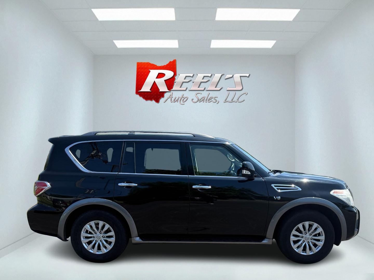 2017 Black /Black Nissan Armada SV AWD (JN8AY2NC4H9) with an 5.6L V8 DOHC 32V engine, 7A transmission, located at 547 E. Main St., Orwell, OH, 44076, (440) 437-5893, 41.535435, -80.847855 - The 2017 Nissan Armada SV 4WD is a full-size SUV powered by a robust 5.6-liter Endurance V8 engine producing 390 hp and 394 lb-ft of torque, paired with a 7-speed automatic transmission and offering an impressive 8,500-pound towing capacity. It boasts comfort and convenience features like 8-way powe - Photo#43