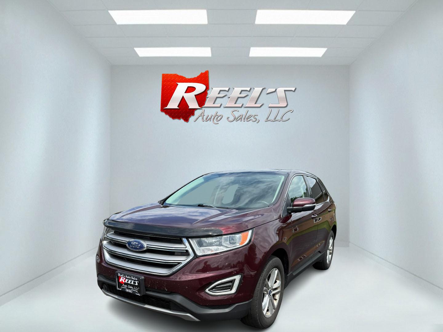 2017 Burgundy /Black Ford Edge SEL AWD (2FMPK4J99HB) with an 2.0L L4 DOHC 16V engine, 6A transmission, located at 11115 Chardon Rd. , Chardon, OH, 44024, (440) 214-9705, 41.580246, -81.241943 - This 2017 Ford Edge SEL AWD is a midsize SUV featuring a turbocharged 2.0L EcoBoost I4 engine and a 6-speed automatic transmission, achieving up to 27 MPG on the highway. It offers a premium leather interior with heated front seats, a power panoramic moonroof, an 8-inch touchscreen with navigation, - Photo#0