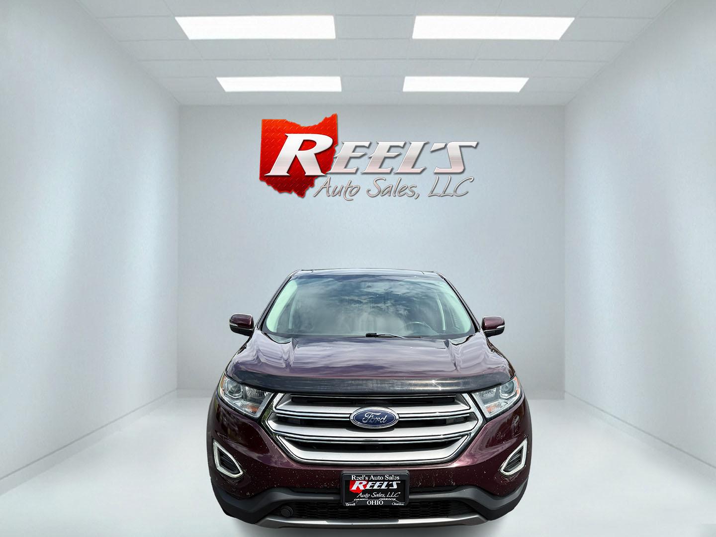 2017 Burgundy /Black Ford Edge SEL AWD (2FMPK4J99HB) with an 2.0L L4 DOHC 16V engine, 6A transmission, located at 11115 Chardon Rd. , Chardon, OH, 44024, (440) 214-9705, 41.580246, -81.241943 - This 2017 Ford Edge SEL AWD is a midsize SUV featuring a turbocharged 2.0L EcoBoost I4 engine and a 6-speed automatic transmission, achieving up to 27 MPG on the highway. It offers a premium leather interior with heated front seats, a power panoramic moonroof, an 8-inch touchscreen with navigation, - Photo#1