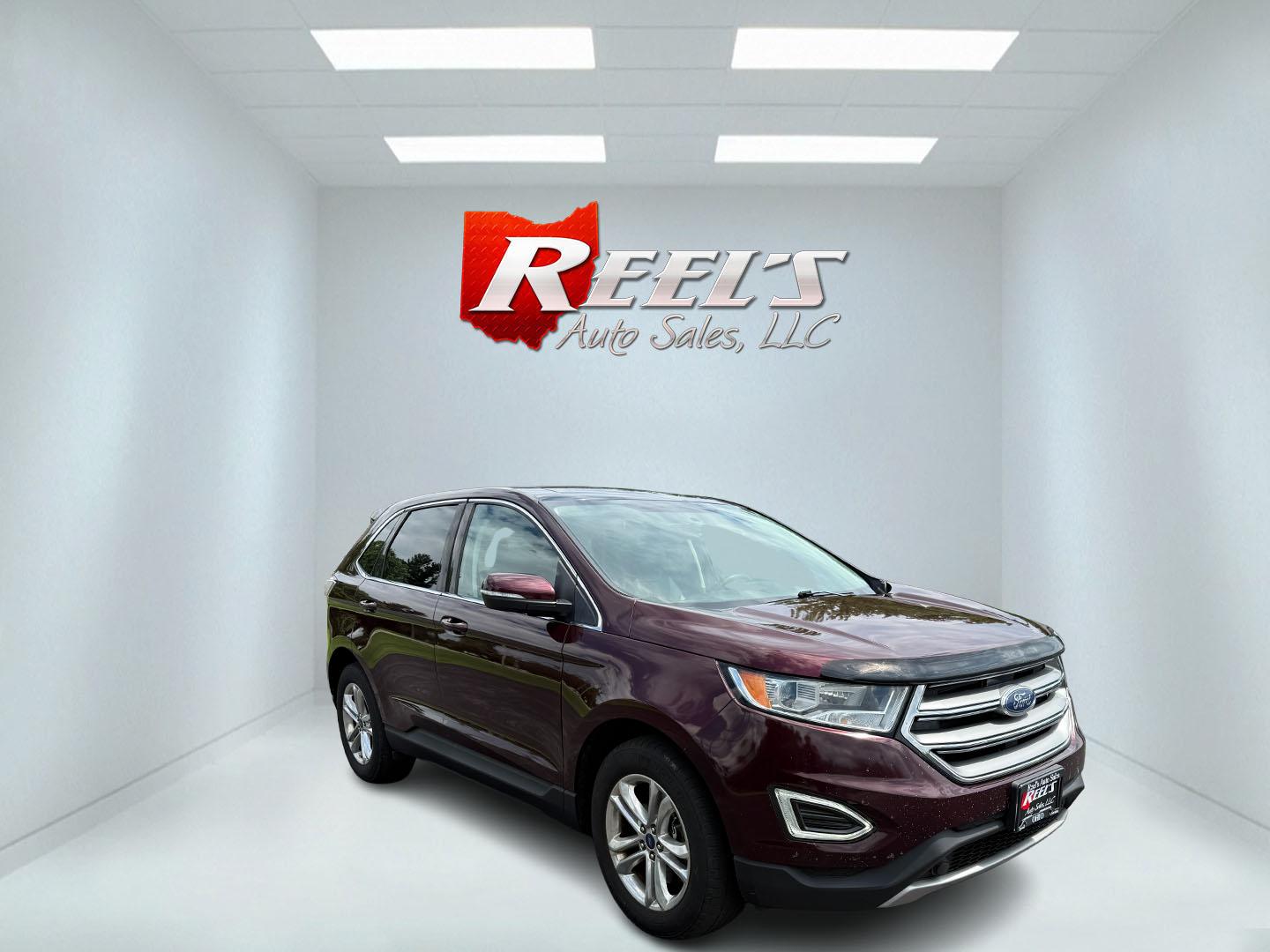 2017 Burgundy /Black Ford Edge SEL AWD (2FMPK4J99HB) with an 2.0L L4 DOHC 16V engine, 6A transmission, located at 11115 Chardon Rd. , Chardon, OH, 44024, (440) 214-9705, 41.580246, -81.241943 - This 2017 Ford Edge SEL AWD is a midsize SUV featuring a turbocharged 2.0L EcoBoost I4 engine and a 6-speed automatic transmission, achieving up to 27 MPG on the highway. It offers a premium leather interior with heated front seats, a power panoramic moonroof, an 8-inch touchscreen with navigation, - Photo#2