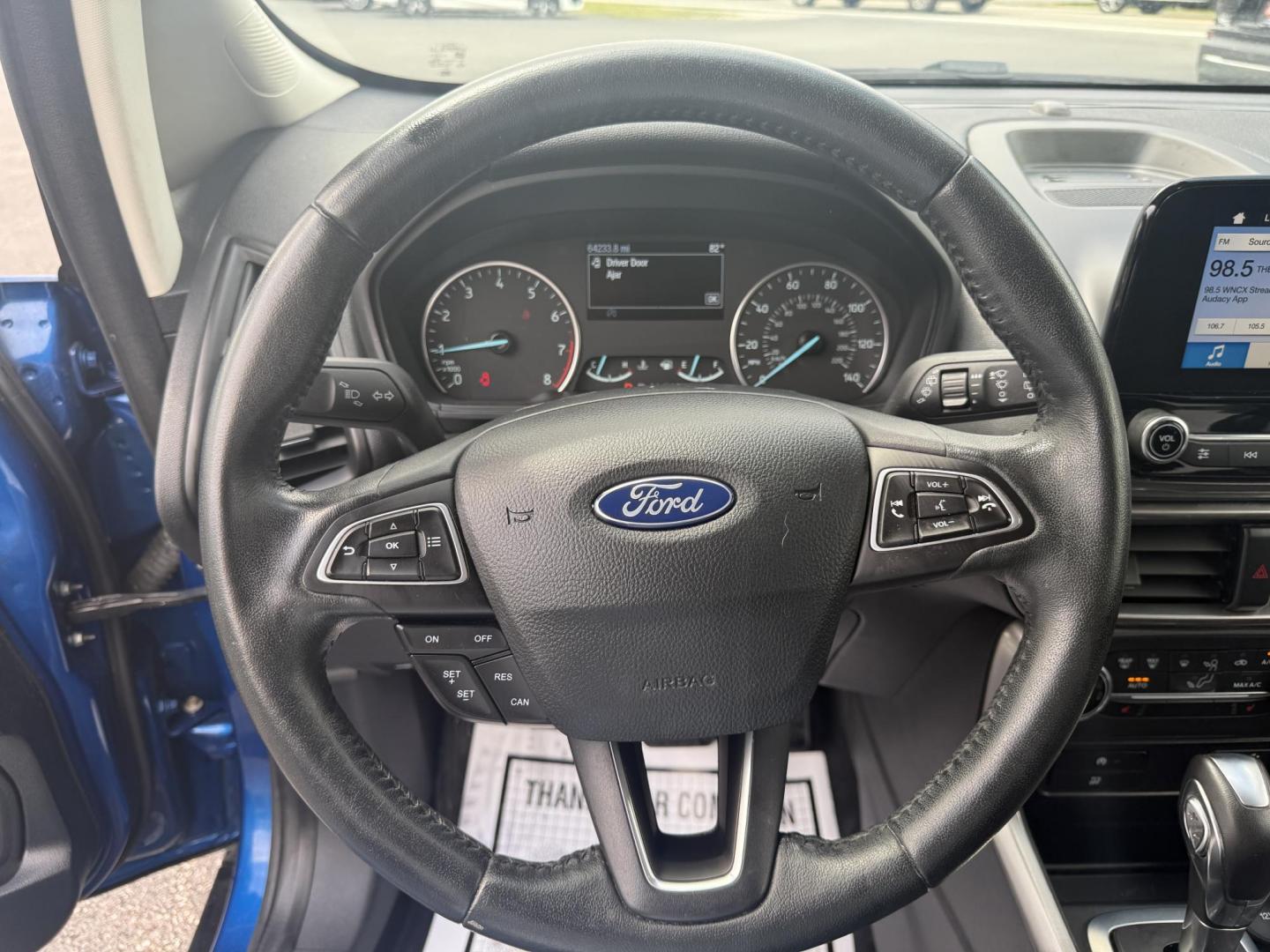 2018 Blue /Black Ford EcoSport SE (MAJ3P1TEXJC) with an 1.0L I3 Turbo engine, 6-Speed Automatic transmission, located at 11115 Chardon Rd. , Chardon, OH, 44024, (440) 214-9705, 41.580246, -81.241943 - This One Owner 2018 Ford EcoSport SE FWD is a compact SUV equipped with a 1.0-liter I3 turbocharged EcoBoost engine, paired with a 6-speed automatic transmission, offering an estimated 29 MPG on the highway. It features a range of convenient amenities including a power driver’s seat, single-zone a - Photo#17