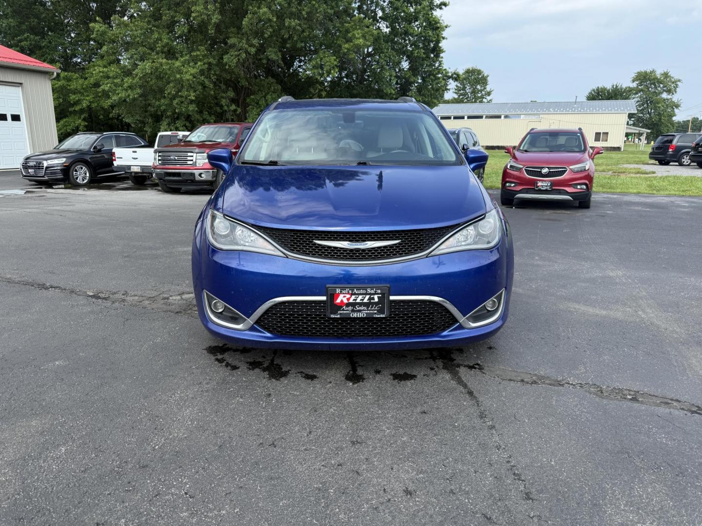 2018 Blue /Tan Chrysler Pacifica Touring-L Plus (2C4RC1EG9JR) with an 3.6L V6 DOHC 24V engine, 9A transmission, located at 547 E. Main St., Orwell, OH, 44076, (440) 437-5893, 41.535435, -80.847855 - Photo#1
