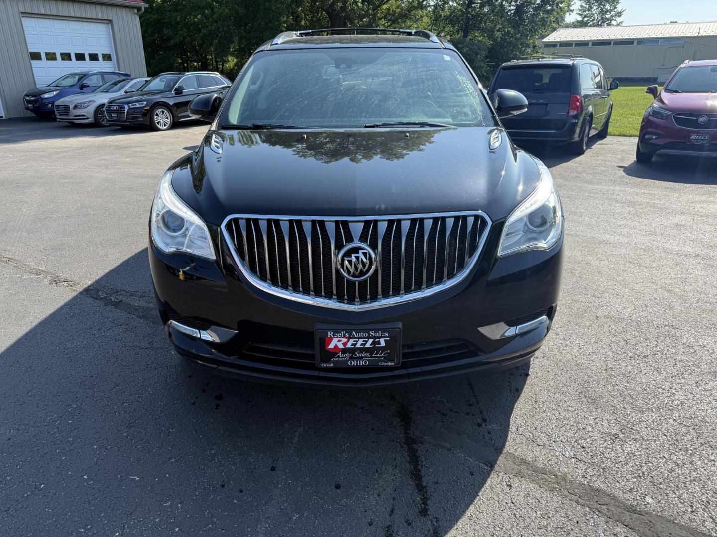 2017 Black /Black Buick Enclave Leather AWD (5GAKVBKD8HJ) with an 3.6L V6 DOHC 24V engine, 6A transmission, located at 547 E. Main St., Orwell, OH, 44076, (440) 437-5893, 41.535435, -80.847855 - This 2017 Buick Enclave Leather AWD is a well-equipped midsize SUV featuring a 3.6L V6 engine and 6-speed automatic transmission. It offers comfort and convenience with leather interior, power and heated front seats, tri-zone automatic climate control, and 2nd-row captain’s chairs. Technology high - Photo#1