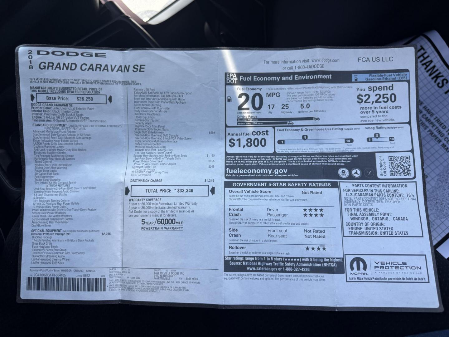 2018 Silver /Black Dodge Grand Caravan SE Black Top (2C4RDGBG1JR) with an 3.6L V6 DOHC 24V FFV engine, 6A transmission, located at 547 E. Main St., Orwell, OH, 44076, (440) 437-5893, 41.535435, -80.847855 - This One Owner 2018 Dodge Grand Caravan SE is a versatile minivan featuring a robust 3.6L Pentastar V6 engine with a 6-speed automatic transmission and flex fuel capability, offering both power and efficiency. The Blacktop Package adds sporty styling elements, while the single 9.0" rear entertainmen - Photo#35