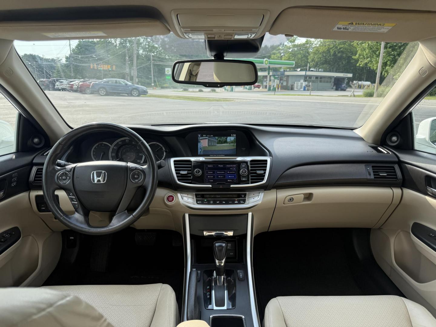 2014 White /Tan Honda Accord EX-L V6 Sedan AT (1HGCR3F8XEA) with an 3.5L V6 SOHC 24V engine, 6-Speed Automatic transmission, located at 547 E. Main St., Orwell, OH, 44076, (440) 437-5893, 41.535435, -80.847855 - This 2014 Honda Accord EX-L is a well-appointed midsize sedan powered by a 3.5-liter V6 engine paired with a 6-speed automatic transmission, achieving a quick 0-60 mph time of 5.6 seconds. It features a luxurious leather interior, dual-zone automatic climate control, and a premium 360-watt audio s - Photo#38