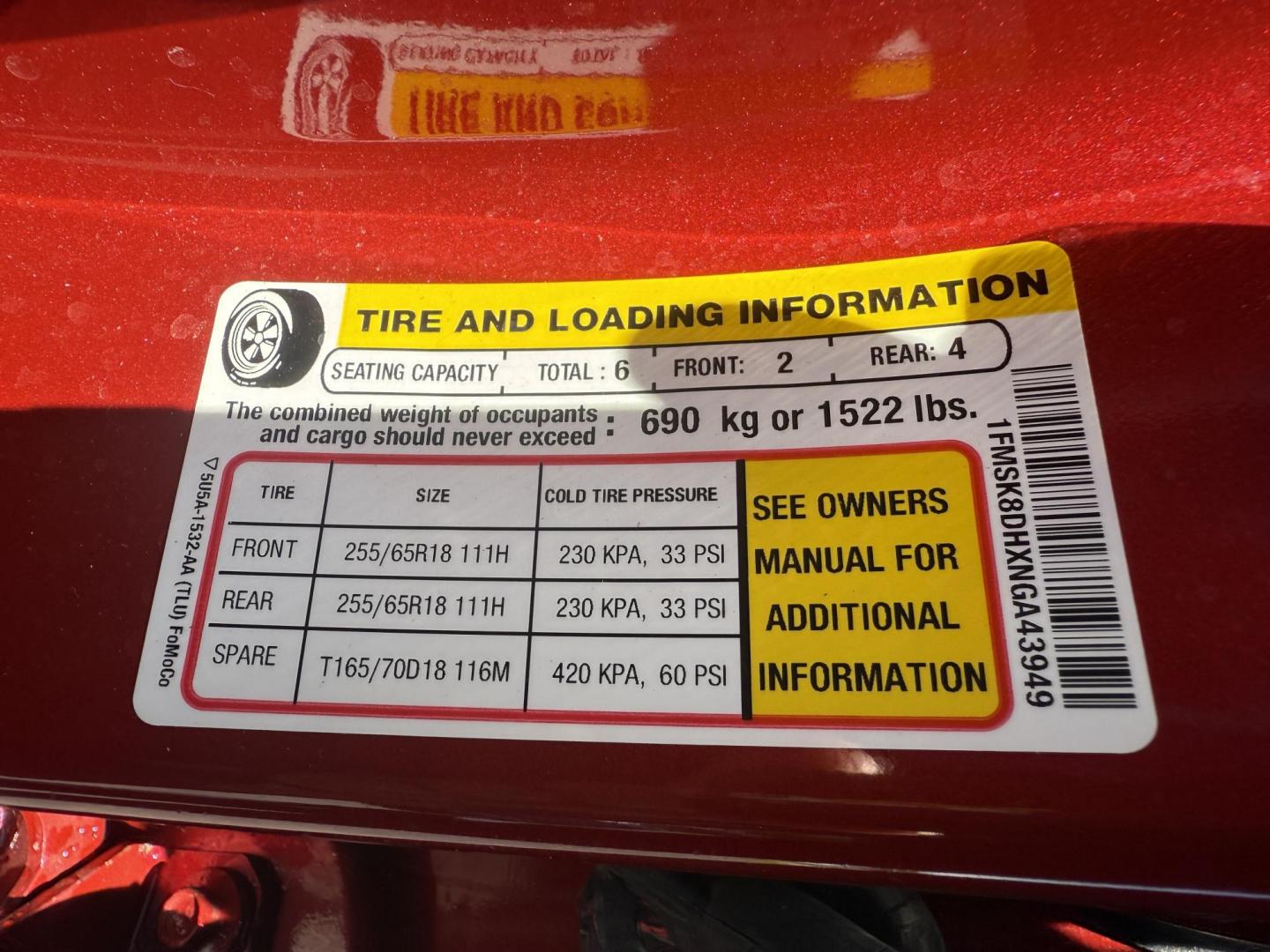 2022 Red /Black Ford Explorer XLT AWD (1FMSK8DHXNG) with an 2.3L I4 DOHC 16V engine, 10A transmission, located at 547 E. Main St., Orwell, OH, 44076, (440) 437-5893, 41.535435, -80.847855 - Photo#19