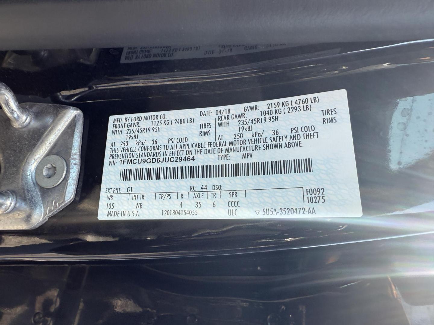 2018 Black /Black Ford Escape SE 4WD (1FMCU9GD6JU) with an 1.5L I4 DOHC 16V Turbo engine, 6A transmission, located at 547 E. Main St., Orwell, OH, 44076, (440) 437-5893, 41.535435, -80.847855 - This 2018 Ford Escape SE 4WD features a 1.5L turbocharged EcoBoost I4 engine paired with a 6-speed automatic transmission, delivering a good balance of power and efficiency (up to 28 MPG highway). It offers comfort and convenience with a power driver’s seat, heated front seats, dual-zone automatic - Photo#16