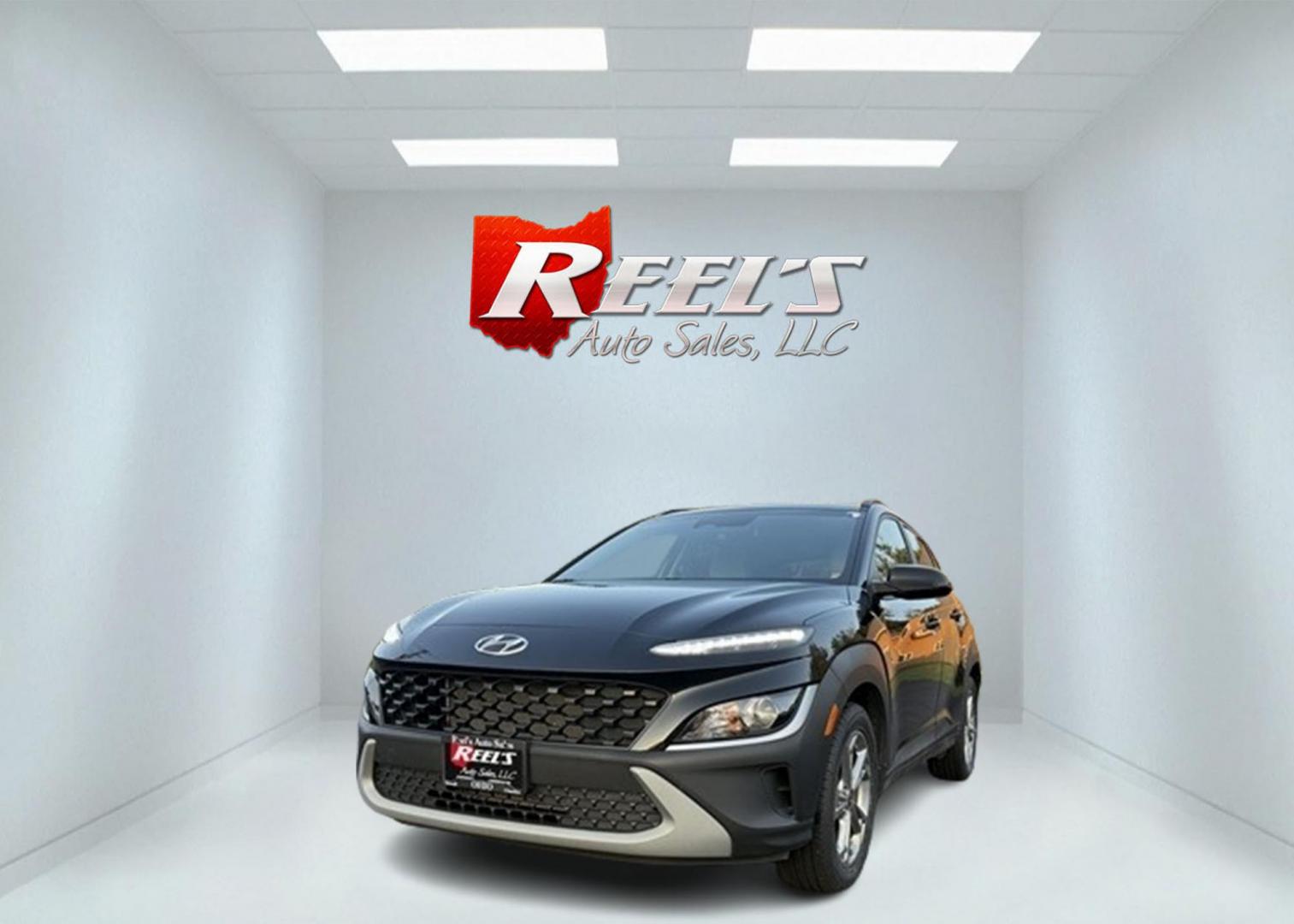 2023 Black /BLack Hyundai Kona SEL AWD (KM8K6CAB6PU) with an 2.0L I4 DOHC 16V engine, Automatic transmission, located at 11115 Chardon Rd. , Chardon, OH, 44024, (440) 214-9705, 41.580246, -81.241943 - This One Owner 2023 Hyundai Kona SEL AWD comes equipped with a 2.0L I4 GDI engine, achieving up to 33 MPG on the highway, and features advanced safety tech like forward collision warning with emergency braking, lane keep assist, blind spot monitoring, LED daytime running lights, dusk-sensing headlig - Photo#0