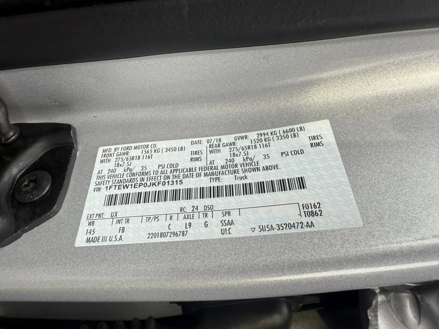 2018 Silver /Black Ford F-150 XLT SuperCrew 5.5-ft. Bed 4WD (1FTEW1EP0JK) with an 2.7L V6 DOHC 24V TWIN TURBO engine, 10 Speed Auto transmission, located at 547 E. Main St., Orwell, OH, 44076, (440) 437-5893, 41.535435, -80.847855 - This One Owner 2018 Ford F-150 is from Florida and it really shows underneath. Powered by Ford's incredible 2.7 Twin Turbo EcoBoost V6 engine and a 10 speed automatic transmission this truck will tow up to 7,600 pounds while achieving a respectable fuel economy of 24 MPG highway. On the inside you g - Photo#22
