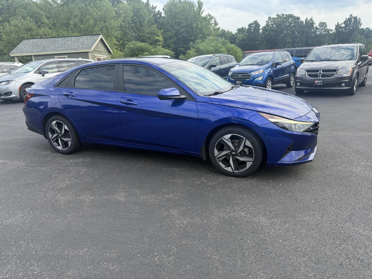 2023 Blue /Black Hyundai Elantra SEL (KMHLS4AGXPU) with an 2.0L I4 DOHC 16V engine, Automatic transmission, located at 11115 Chardon Rd. , Chardon, OH, 44024, (440) 214-9705, 41.580246, -81.241943 - This One Owner 2023 Hyundai Elantra SEL with a 2.0L I4 GDI engine delivers impressive fuel efficiency, achieving around 40 MPG highway, and boasts modern features such as LED daytime running lights, a large 10.25-inch touchscreen with Apple CarPlay and Android Auto, heated front seats, a 10.25-inch - Photo#1