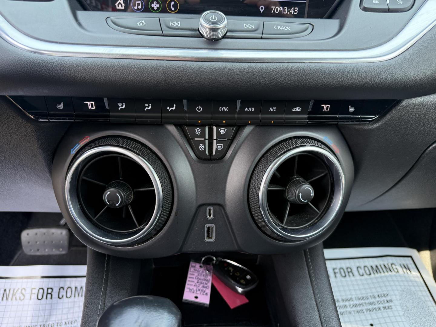 2020 Gray /Black Chevrolet Blazer 2LT AWD (3GNKBHRS9LS) with an 3.6L V6 DOHC 24V engine, 9A transmission, located at 547 E. Main St., Orwell, OH, 44076, (440) 437-5893, 41.535435, -80.847855 - This 2020 Chevrolet Blazer 2LT AWD is a sporty midsize SUV powered by a 3.6L V6 engine and 9-speed automatic transmission, delivering a robust 0-60 mph time of 6.1 seconds and a 4,500-pound towing capacity. It features a power driver’s seat, heated front seats, dual-zone automatic climate control, - Photo#30