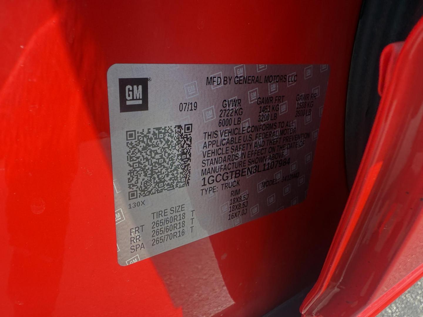 2020 Red /Gray Chevrolet Colorado Work Truck Crew Cab 4WD Short Box (1GCGTBEN3L1) with an 3.6L V6 DOHC 24V GAS engine, 8-Speed Automatic transmission, located at 11115 Chardon Rd. , Chardon, OH, 44024, (440) 214-9705, 41.580246, -81.241943 - This One Owner 2020 Chevrolet Colorado Work Truck Crew Cab 4WD with the 3.6L V6 engine and 8-speed automatic transmission offers strong performance and capability, especially with its 3.42 rear axle gearing for balanced power and efficiency. This model features a 7.0" touchscreen infotainment system - Photo#24