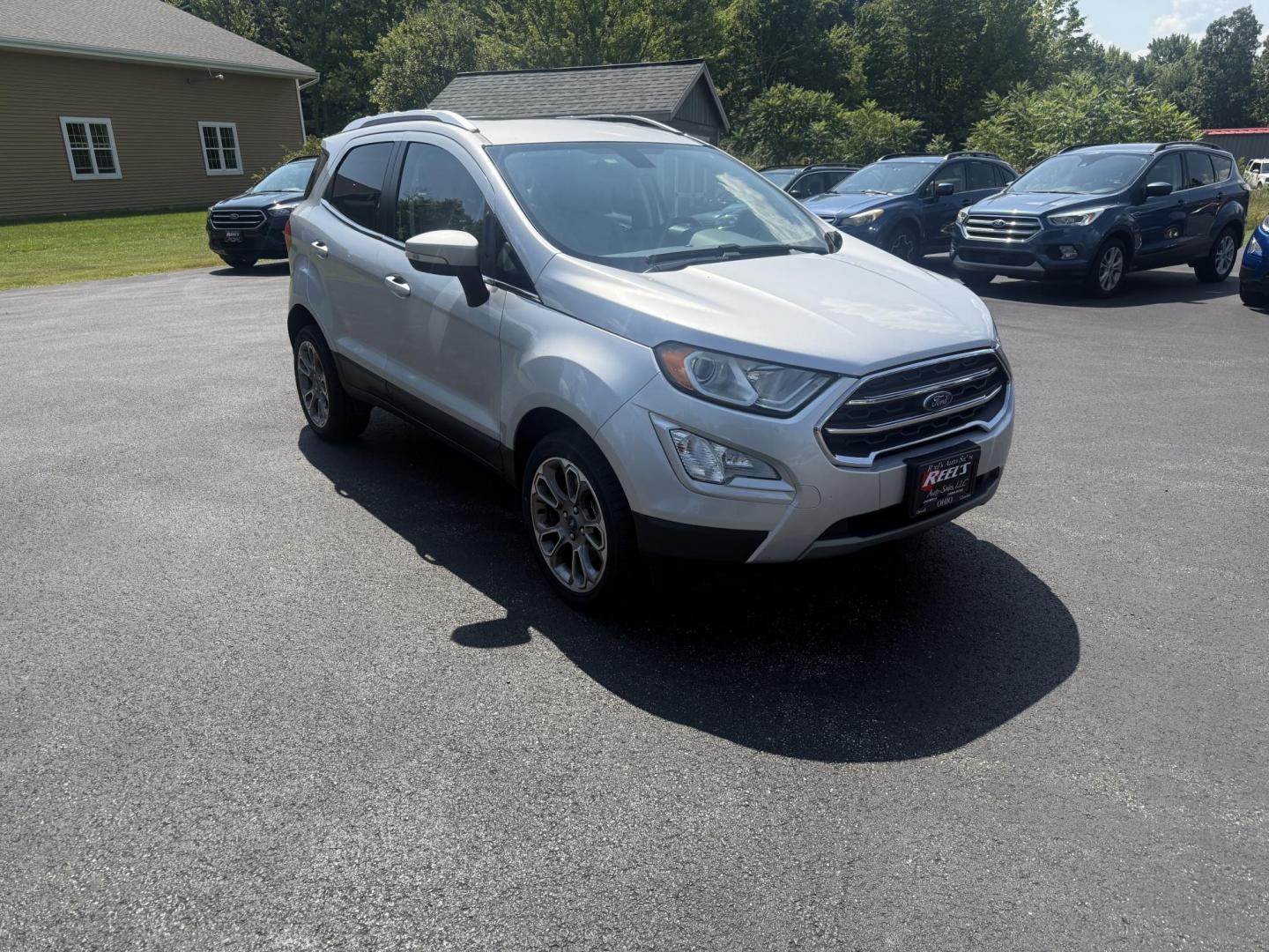 2018 Silver /Gray Ford EcoSport Titanium AWD (MAJ6P1WL0JC) with an 2.0L I4 DOHC 16V engine, 6-Speed Automatic transmission, located at 11115 Chardon Rd. , Chardon, OH, 44024, (440) 214-9705, 41.580246, -81.241943 - This 2018 Ford EcoSport Titanium 4WD features a 2.0L I4 engine paired with a 6-speed automatic transmission, delivering up to 29 MPG on the highway. It boasts a leather interior with heated front seats, a single-zone automatic climate control system, and a premium B&O sound system. Technological ame - Photo#2