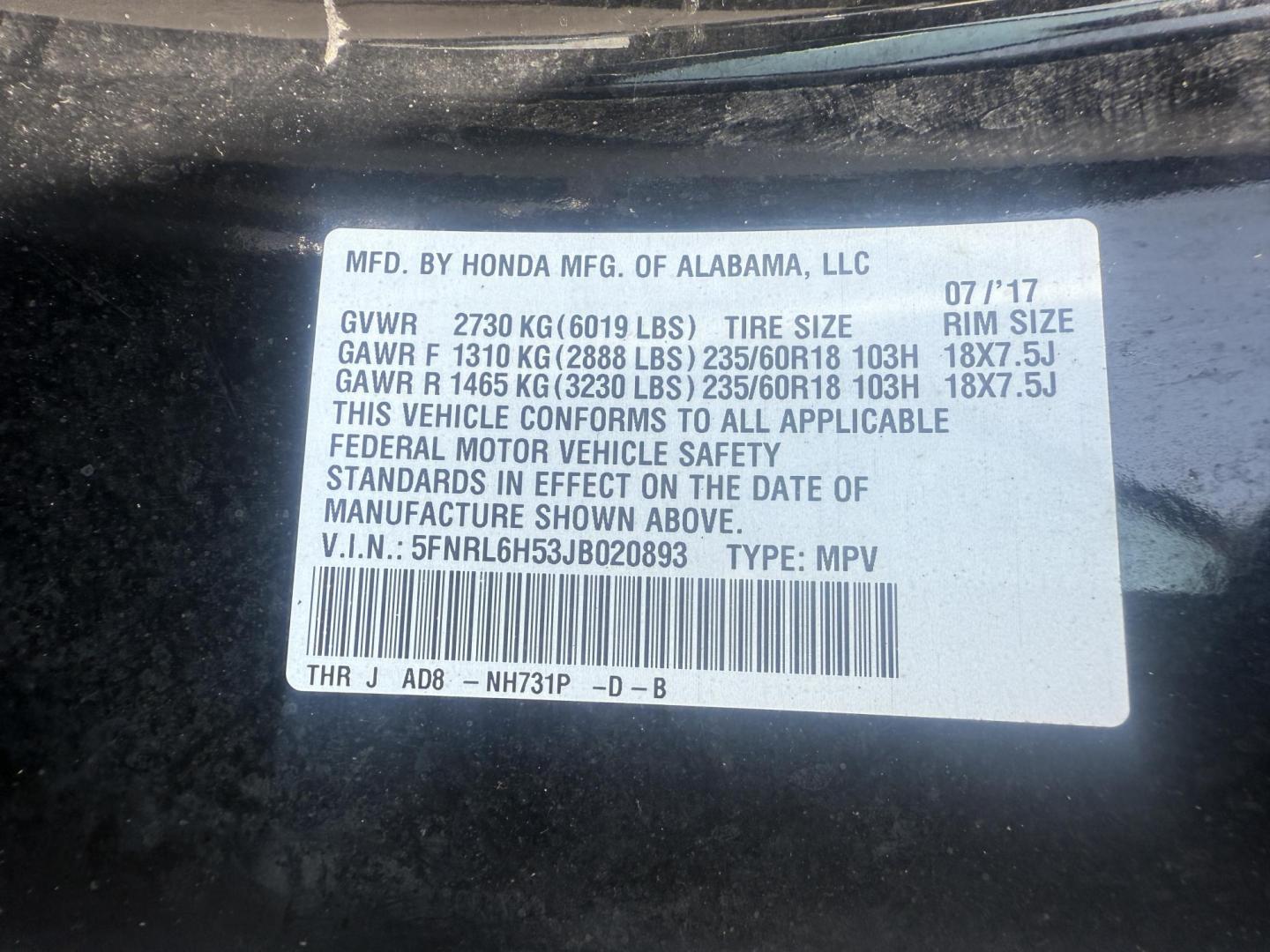 2018 Black /Gray Honda Odyssey EX (5FNRL6H53JB) with an 3.5L V6 SOHC 24V engine, 9 Speed Automatic transmission, located at 11115 Chardon Rd. , Chardon, OH, 44024, (440) 214-9705, 41.580246, -81.241943 - This 2018 Honda Odyssey EX is a family-friendly minivan powered by a 3.5L V6 engine paired with a 9-speed automatic transmission, achieving approximately 28 MPG on the highway. It features an 8.0" touchscreen infotainment system, a 7.0" gauge cluster screen, and supports Apple CarPlay and Android Au - Photo#19