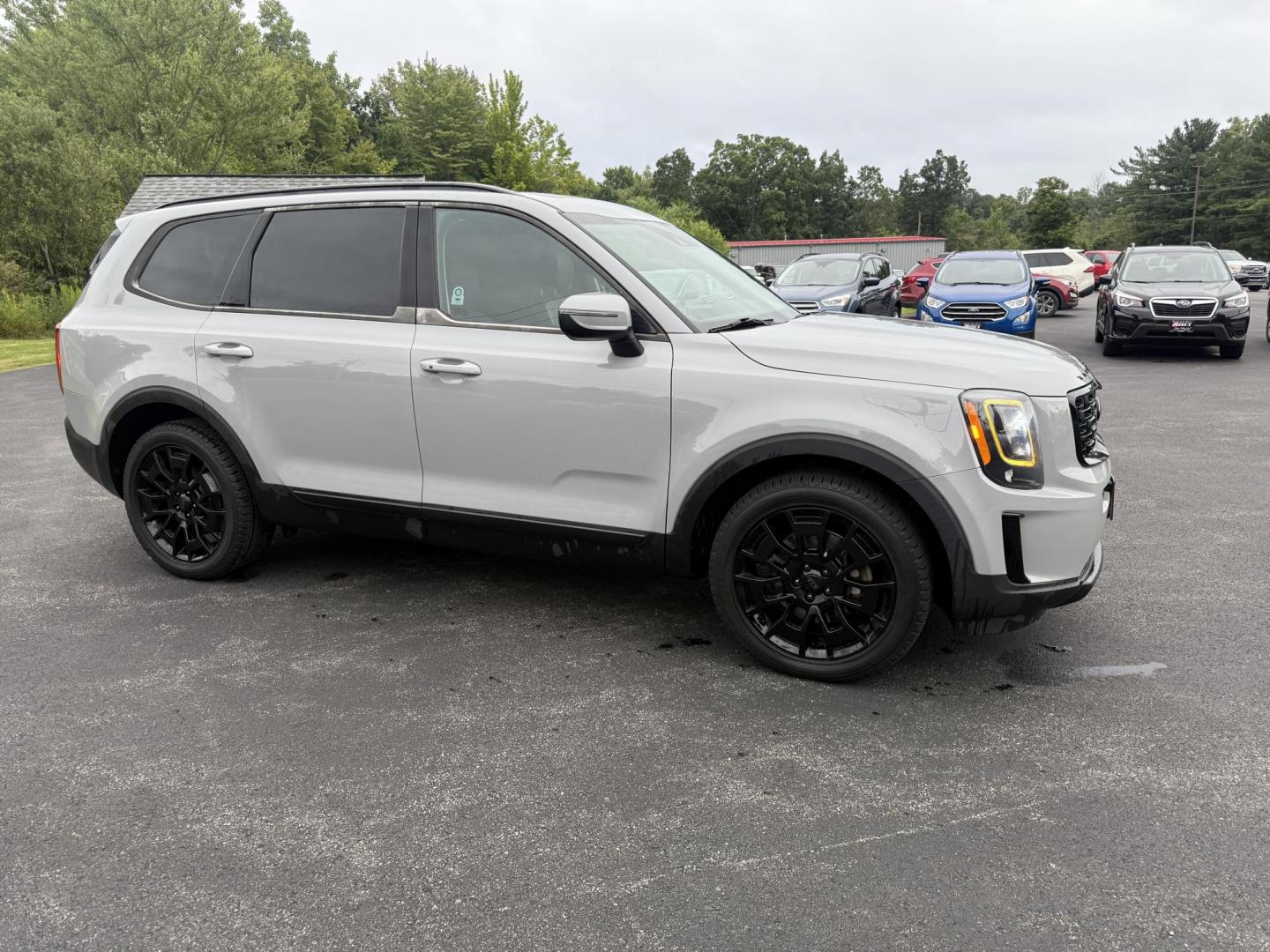 2021 Gray /Black Kia Telluride EX AWD (5XYP3DHC9MG) with an 3.8L V6 DOHC 24V engine, 8A transmission, located at 11115 Chardon Rd. , Chardon, OH, 44024, (440) 214-9705, 41.580246, -81.241943 - This One Owner 2021 Kia Telluride EX AWD, powered by a 3.8L V6 and 8-speed automatic transmission, is a spacious and feature-rich SUV offering leather interior, heated and cooled power front seats, 2nd row captain’s chairs, tri-zone automatic climate control, and a power sunroof. Its tech highligh - Photo#3