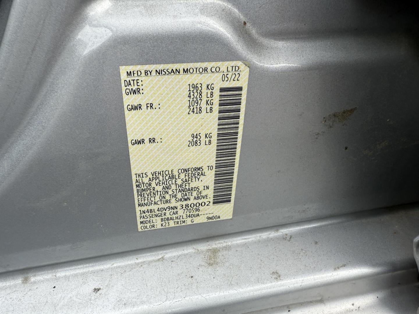 2022 Silver /Black Nissan Altima 2.5 SV (1N4BL4DV9NN) with an 2.5L I4 DOHC 16V engine, Automatic transmission, located at 11115 Chardon Rd. , Chardon, OH, 44024, (440) 214-9705, 41.580246, -81.241943 - This One Owner 2022 Nissan Altima 2.5 SV features a 2.5L I4 engine delivering up to 37 MPG on the highway and comes equipped with modern tech and safety, including forward collision warning, lane departure warning, blind spot monitoring, and remote start. Comfort and convenience are enhanced with a - Photo#21