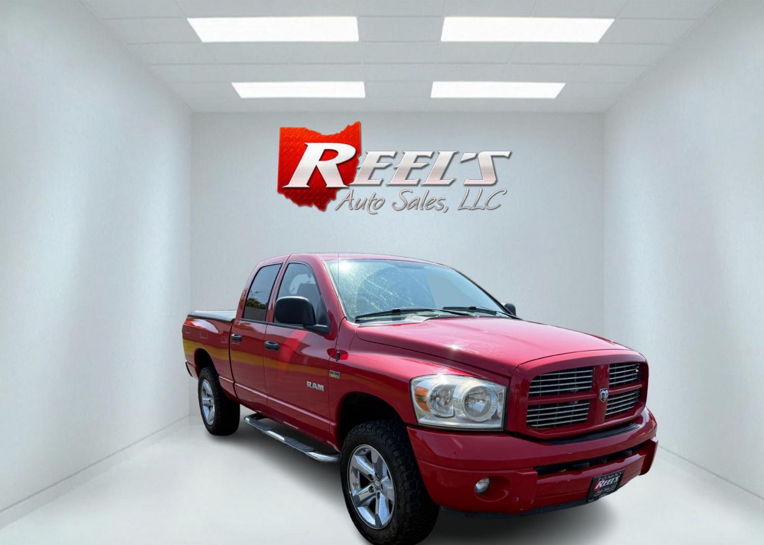 2008 Red /Gray Dodge Ram 1500 SLT Quad Cab 4WD (1D7HU18288S) with an 5.7L V8 OHV 16V engine, 5-Speed Automatic Overdrive transmission, located at 547 E. Main St., Orwell, OH, 44076, (440) 437-5893, 41.535435, -80.847855 - This 2008 Dodge Ram 1500 SLT Quad Cab has spent it's entire life down in Texas. Powered by the 5.7 HEMI V8 engine, 5 speed automatic transmission and 3.93 gearing this truck is rated to tow a respectable 7,450 pounds. On the inside you get a power drivers seat and an aftermarket radio with Bluetooth - Photo#2