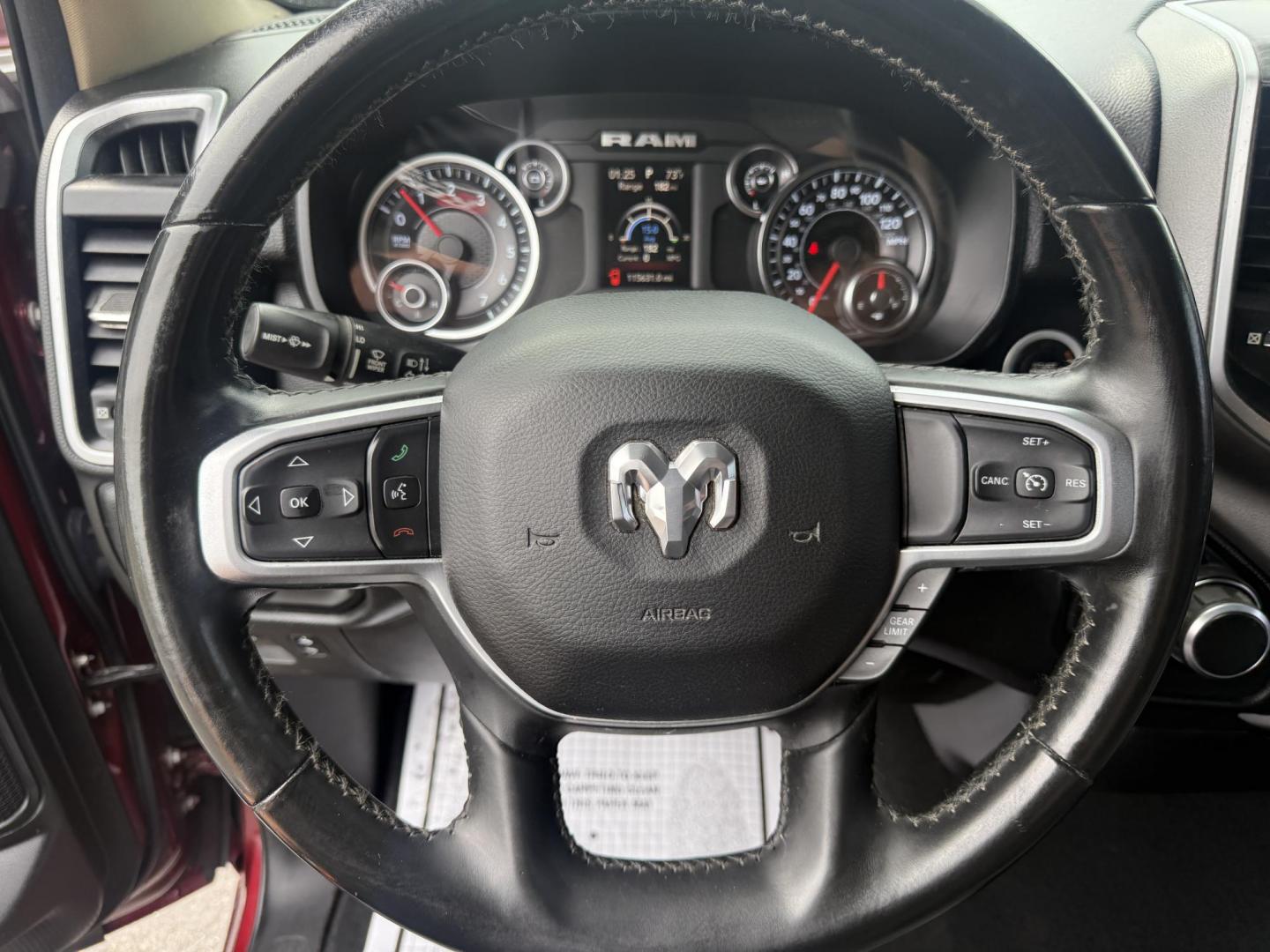 2019 Red /Black RAM 1500 Big Horn Crew Cab SWB 4WD (1C6SRFFTXKN) with an 5.7L V8 OHV 16V engine, Automatic transmission, located at 547 E. Main St., Orwell, OH, 44076, (440) 437-5893, 41.535435, -80.847855 - This 2019 Ram 1500 Big Horn Crew Cab 4WD with a 5.7L HEMI V8 and 8-speed automatic transmission offers robust performance with 395 horsepower and 410 lb-ft of torque, featuring a 3.92 axle ratio for a strong 11,340-pound towing capacity. It balances power with comfort and technology, boasting a 3.5" - Photo#26