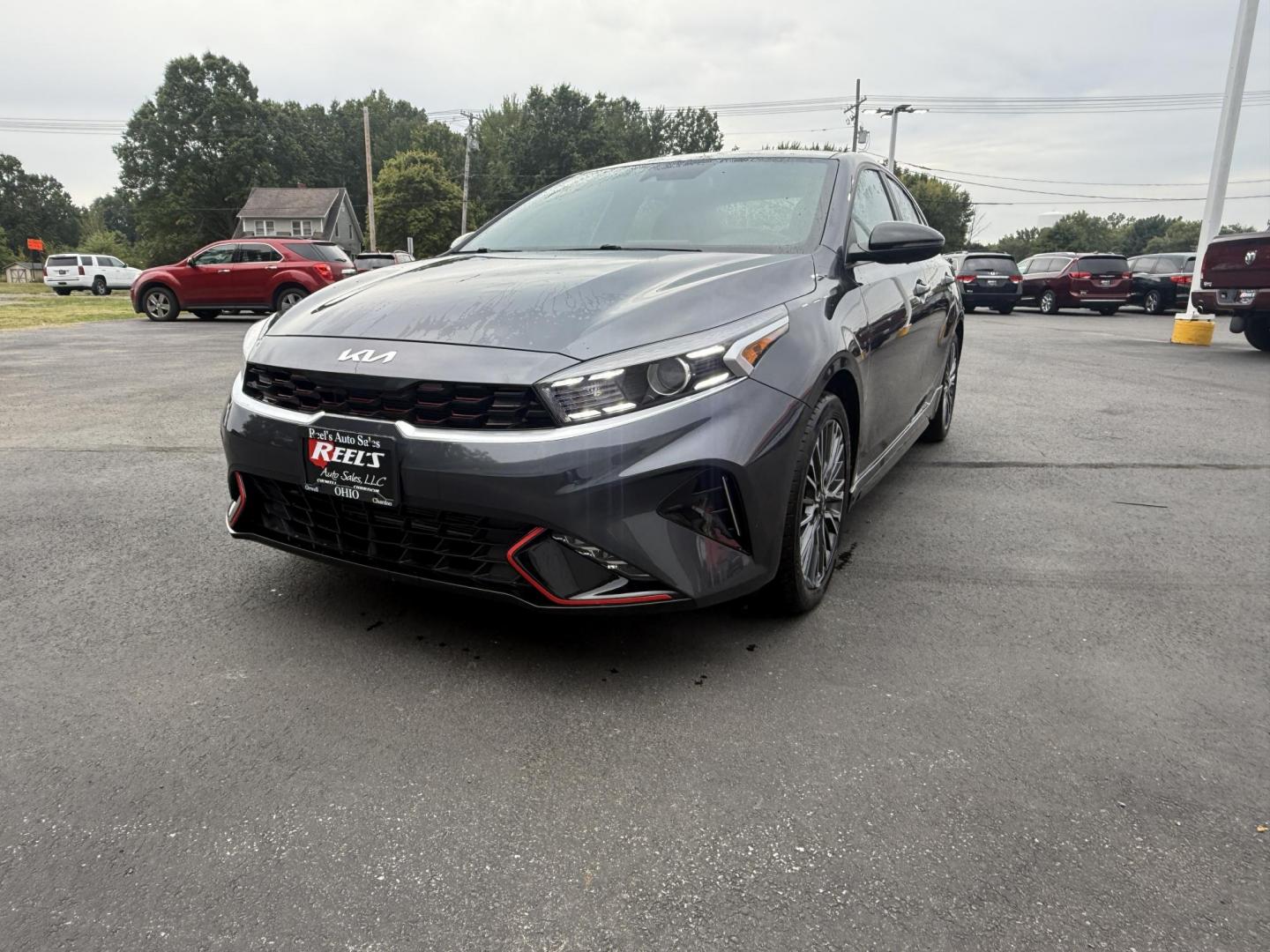 2023 Gray /Black Kia Forte GT Line Auto (3KPF54AD6PE) with an 2.0L I4 DOHC 16V engine, Automatic transmission, located at 11115 Chardon Rd. , Chardon, OH, 44024, (440) 214-9705, 41.580246, -81.241943 - This 2023 Forte GT-Line with the 2.0 MPI engine offers an impressive 39 MPG highway and features full LED exterior lighting, a 4.2" gauge cluster screen, and a 10.25" touchscreen infotainment system with Apple CarPlay, Android Auto, and built-in navigation. Comfort and convenience are enhanced with - Photo#0