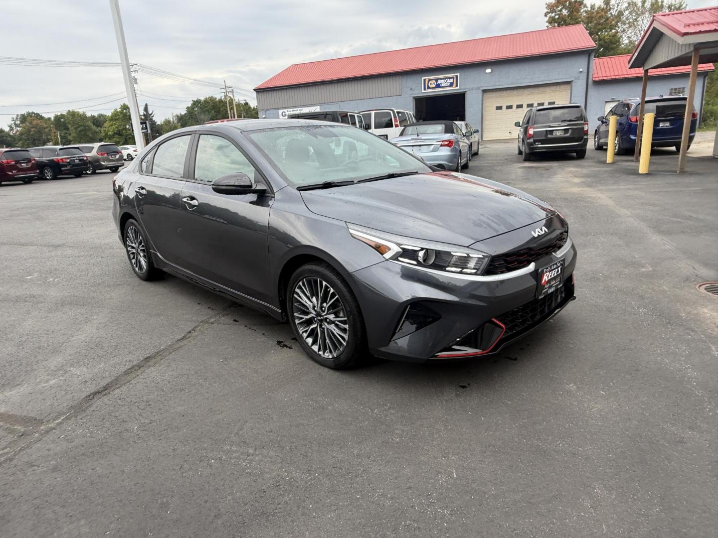 2023 Gray /Black Kia Forte GT Line Auto (3KPF54AD6PE) with an 2.0L I4 DOHC 16V engine, Automatic transmission, located at 11115 Chardon Rd. , Chardon, OH, 44024, (440) 214-9705, 41.580246, -81.241943 - This 2023 Forte GT-Line with the 2.0 MPI engine offers an impressive 39 MPG highway and features full LED exterior lighting, a 4.2" gauge cluster screen, and a 10.25" touchscreen infotainment system with Apple CarPlay, Android Auto, and built-in navigation. Comfort and convenience are enhanced with - Photo#2