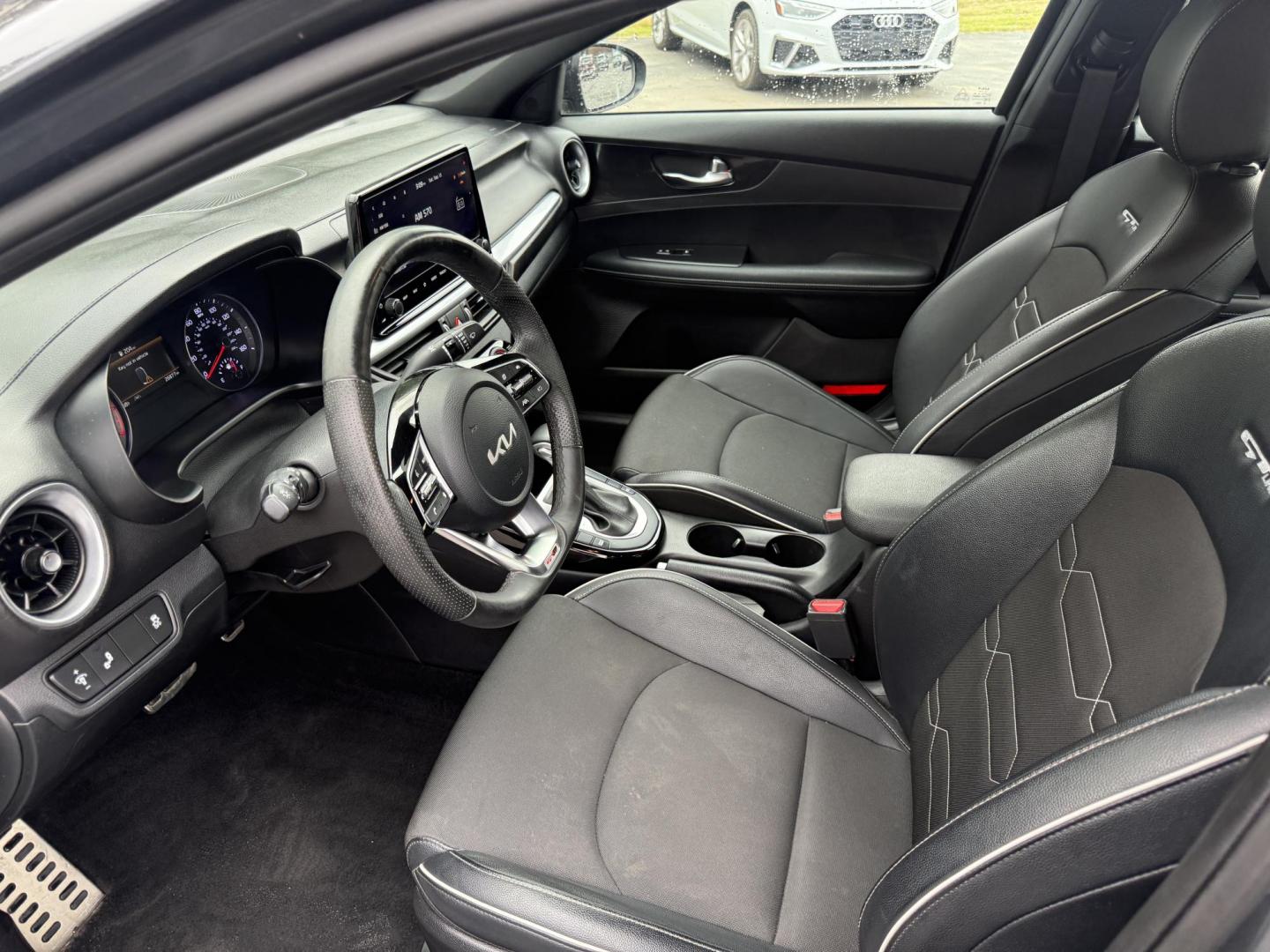2023 Gray /Black Kia Forte GT Line Auto (3KPF54AD6PE) with an 2.0L I4 DOHC 16V engine, Automatic transmission, located at 11115 Chardon Rd. , Chardon, OH, 44024, (440) 214-9705, 41.580246, -81.241943 - This 2023 Forte GT-Line with the 2.0 MPI engine offers an impressive 39 MPG highway and features full LED exterior lighting, a 4.2" gauge cluster screen, and a 10.25" touchscreen infotainment system with Apple CarPlay, Android Auto, and built-in navigation. Comfort and convenience are enhanced with - Photo#15
