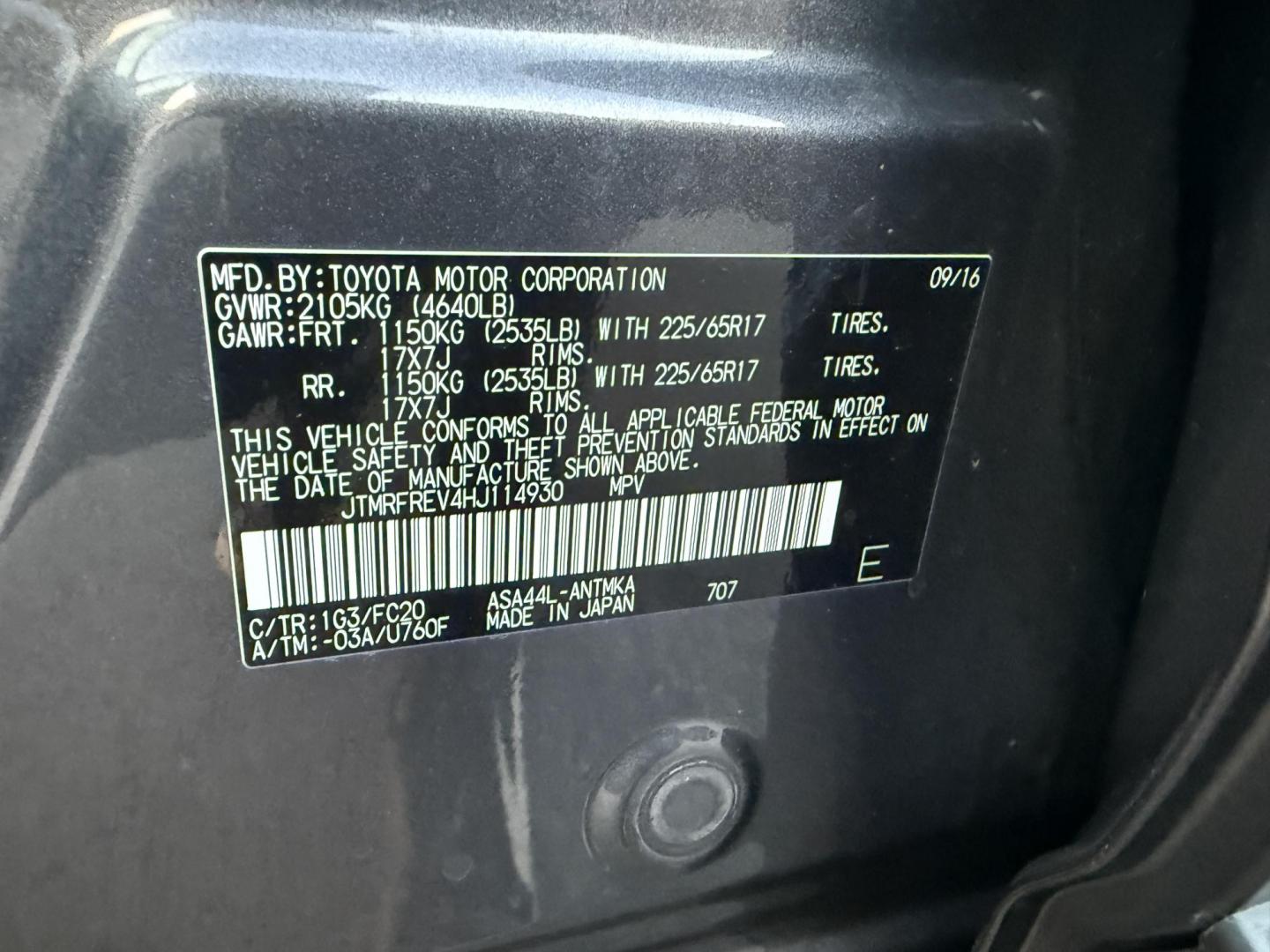 2017 Gray /Black Toyota RAV4 XLE AWD (JTMRFREV4HJ) with an 2.5L I4 DOHC 16V engine, 6A transmission, located at 11115 Chardon Rd. , Chardon, OH, 44024, (440) 214-9705, 41.580246, -81.241943 - One Owner 2017 Toyota RAV4 XLE AWD – Reliable, Versatile, and Packed with Safety Features! Drive with confidence in this one-owner 2017 Toyota RAV4 XLE AWD. Powered by a fuel-efficient 2.5L I4 engine with a 6-speed automatic transmission, this SUV delivers a smooth ride and impressive efficiency - Photo#18
