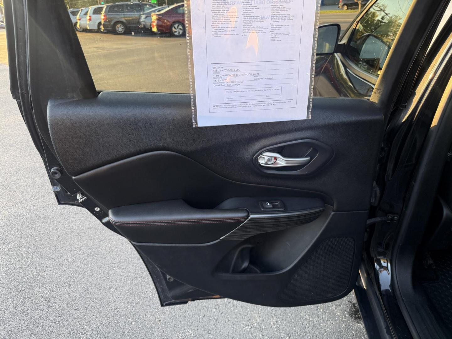 2016 Black /Black Jeep Cherokee Trailhawk 4WD (1C4PJMBS1GW) with an 3.2L V6 DOHC 24V engine, 9A transmission, located at 11115 Chardon Rd. , Chardon, OH, 44024, (440) 214-9705, 41.580246, -81.241943 - This 2016 Jeep Cherokee Trailhawk 4WD is powered by a robust 3.2L V6 engine paired with a 9-speed automatic transmission, delivering strong off-road capability with features like Jeep Active Drive Lock and a locking rear differential. Inside, it offers a leather interior, heated front seats, power d - Photo#38