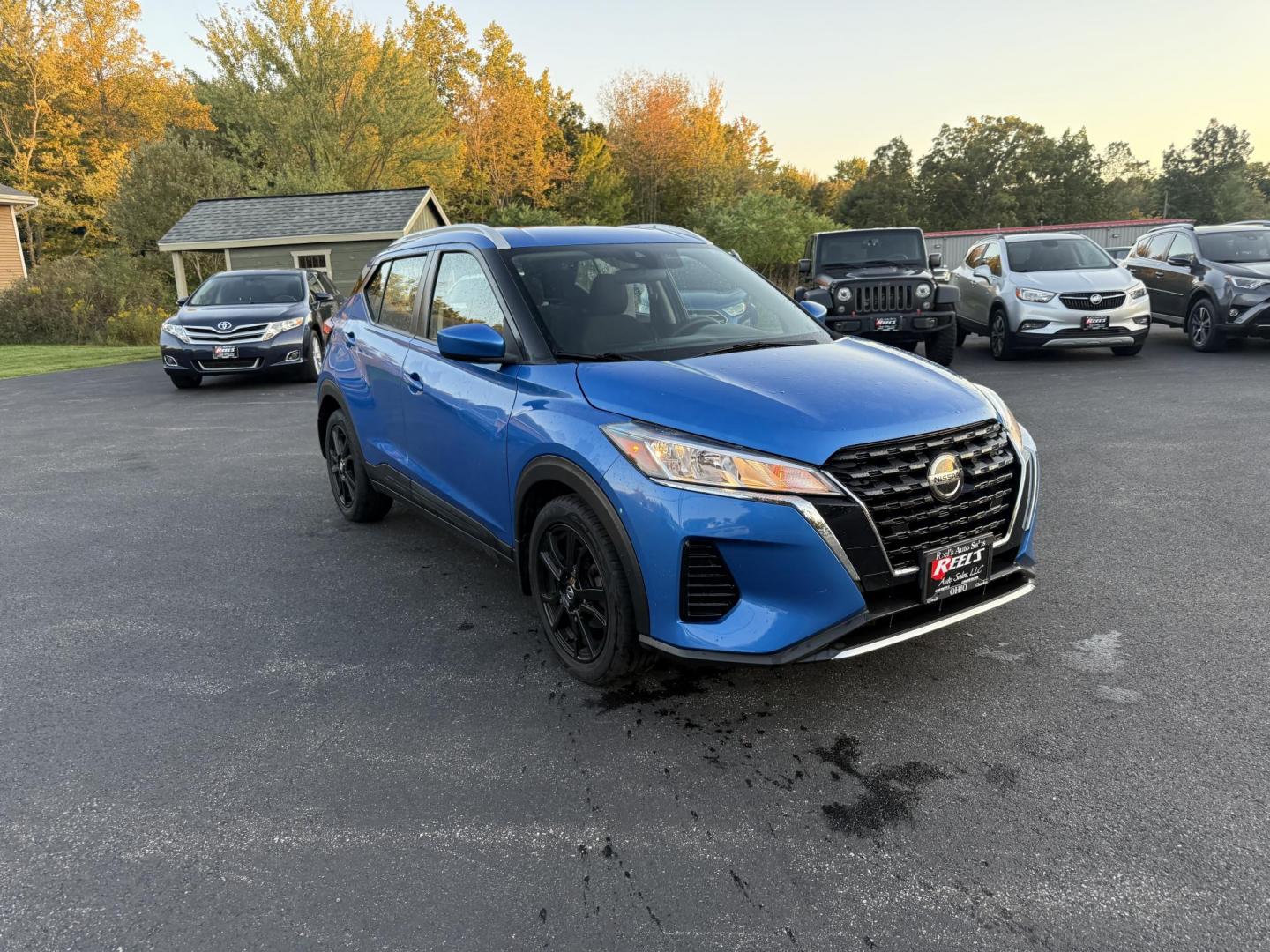 2021 Blue /Black Nissan Kicks SV (3N1CP5CV8ML) with an 1.6L I4 engine, Automatic transmission, located at 11115 Chardon Rd. , Chardon, OH, 44024, (440) 214-9705, 41.580246, -81.241943 - This One Owner 2021 Nissan Kicks SV is powered by a fuel-efficient 1.6L I4 engine delivering up to 36 MPG on the highway, and comes well-equipped with an 8.0" touchscreen featuring Apple CarPlay and Android Auto, adaptive cruise control, lane departure warning, and blind spot monitoring. Additional - Photo#2