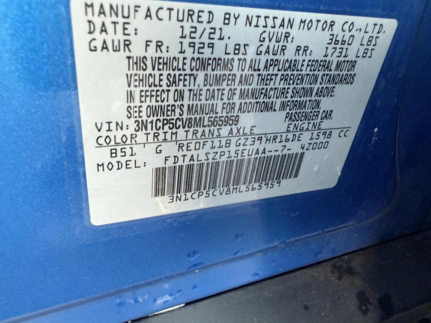 2021 Blue /Black Nissan Kicks SV (3N1CP5CV8ML) with an 1.6L I4 engine, Automatic transmission, located at 11115 Chardon Rd. , Chardon, OH, 44024, (440) 214-9705, 41.580246, -81.241943 - This One Owner 2021 Nissan Kicks SV is powered by a fuel-efficient 1.6L I4 engine delivering up to 36 MPG on the highway, and comes well-equipped with an 8.0" touchscreen featuring Apple CarPlay and Android Auto, adaptive cruise control, lane departure warning, and blind spot monitoring. Additional - Photo#19