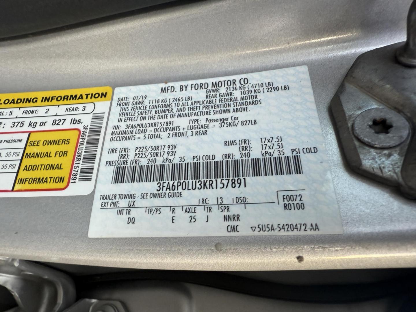 2019 Silver /Black Ford Fusion Hybrid SE (3FA6P0LU3KR) with an 2.0L I4 DOHC 16V HYBRID engine, Automatic transmission, located at 547 E. Main St., Orwell, OH, 44076, (440) 437-5893, 41.535435, -80.847855 - This 2019 Ford Fusion SE Hybrid SE is a well-appointed midsize sedan that skillfully blends fuel efficiency, comfort, and the latest driver-assist technology. Powered by a 2.0-liter inline-four hybrid engine, it delivers an impressive 42 MPG combined, making it a smart choice for those seeking to sa - Photo#22