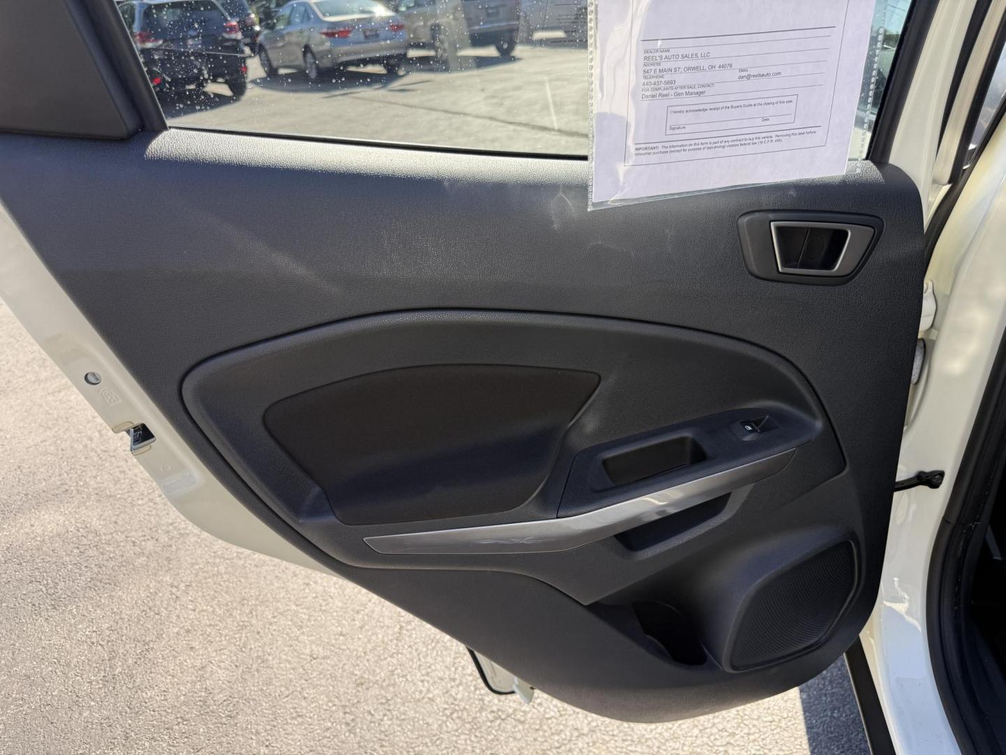 2020 White /Black Ford EcoSport SE AWD (MAJ6S3GL9LC) with an 2.0L I4 DOHC 16V engine, 6A transmission, located at 547 E. Main St., Orwell, OH, 44076, (440) 437-5893, 41.535435, -80.847855 - Discover comfort, technology, and versatility in this One Owner 2020 Ford EcoSport SE with All-Wheel Drive and a fuel-efficient 2.0L I4 Duratec engine. Enjoy smooth, responsive performance thanks to its 6-speed automatic transmission and achieve up to 29 MPG on the highway. Inside, you’ll find a w - Photo#36