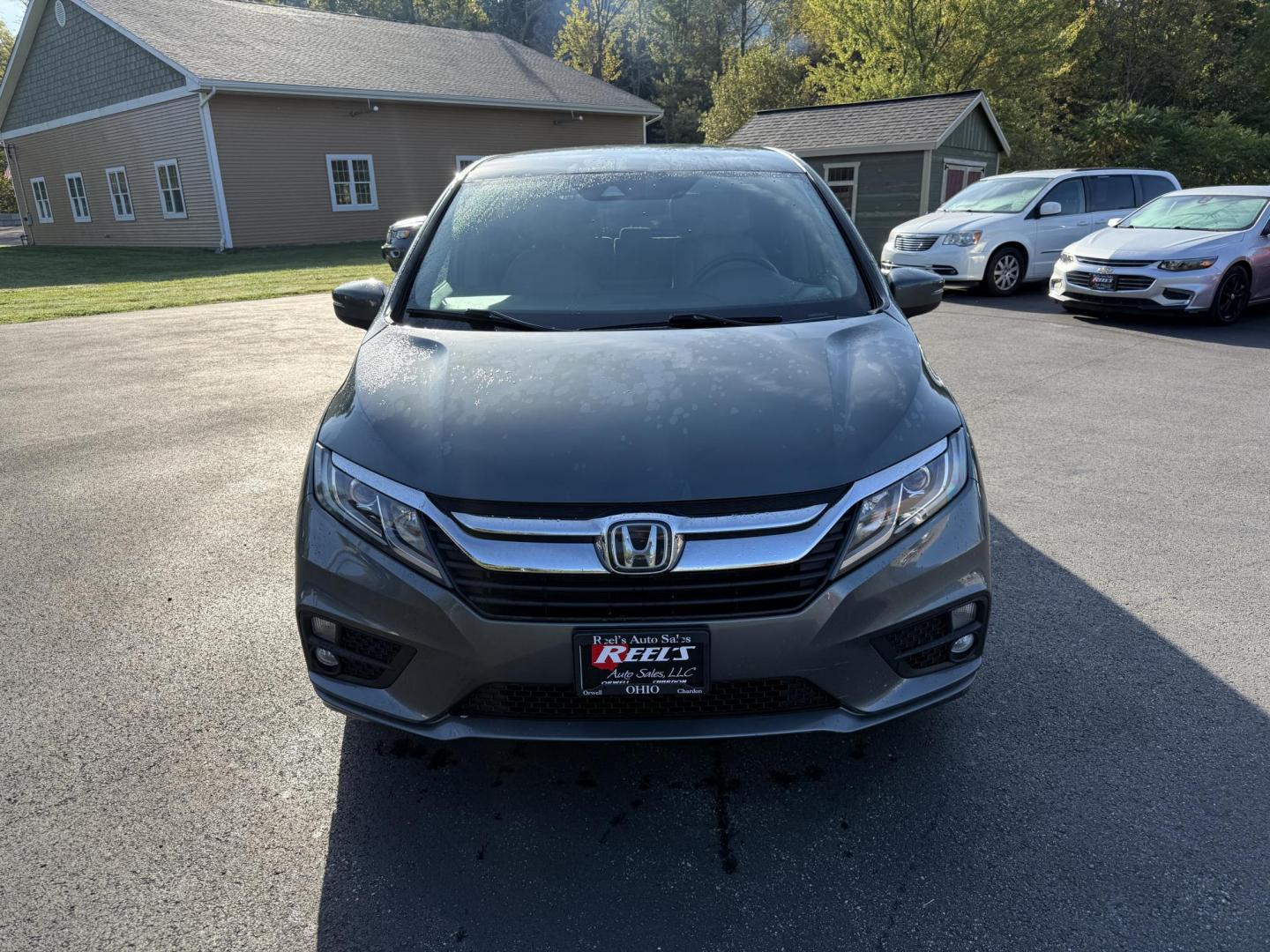 2019 Gray /Tan Honda Odyssey EX (5FNRL6H54KB) with an 3.5L V6 SOHC 24V engine, 9A transmission, located at 11115 Chardon Rd. , Chardon, OH, 44024, (440) 214-9705, 41.580246, -81.241943 - This 2019 Honda Odyssey EX is the ultimate family minivan, combining smart technology, advanced safety, and everyday comfort. Powered by a 3.5L Earth Dreams V6 engine and smooth 9-speed automatic transmission, it delivers up to 28 MPG on the highway for efficient road trips or daily drives. Inside, - Photo#1